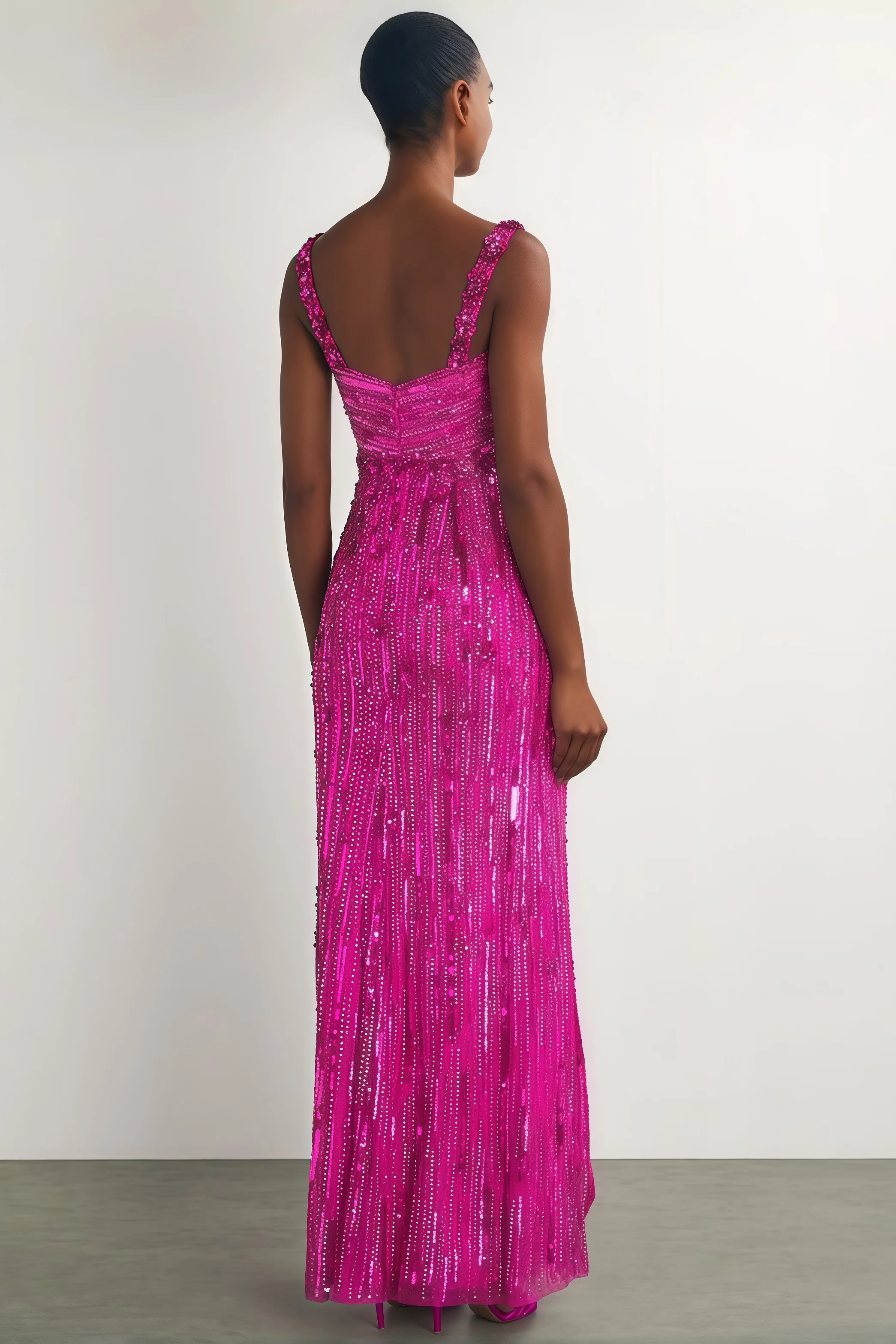 Willa Pink Sequin Embellished Maxi Dress
