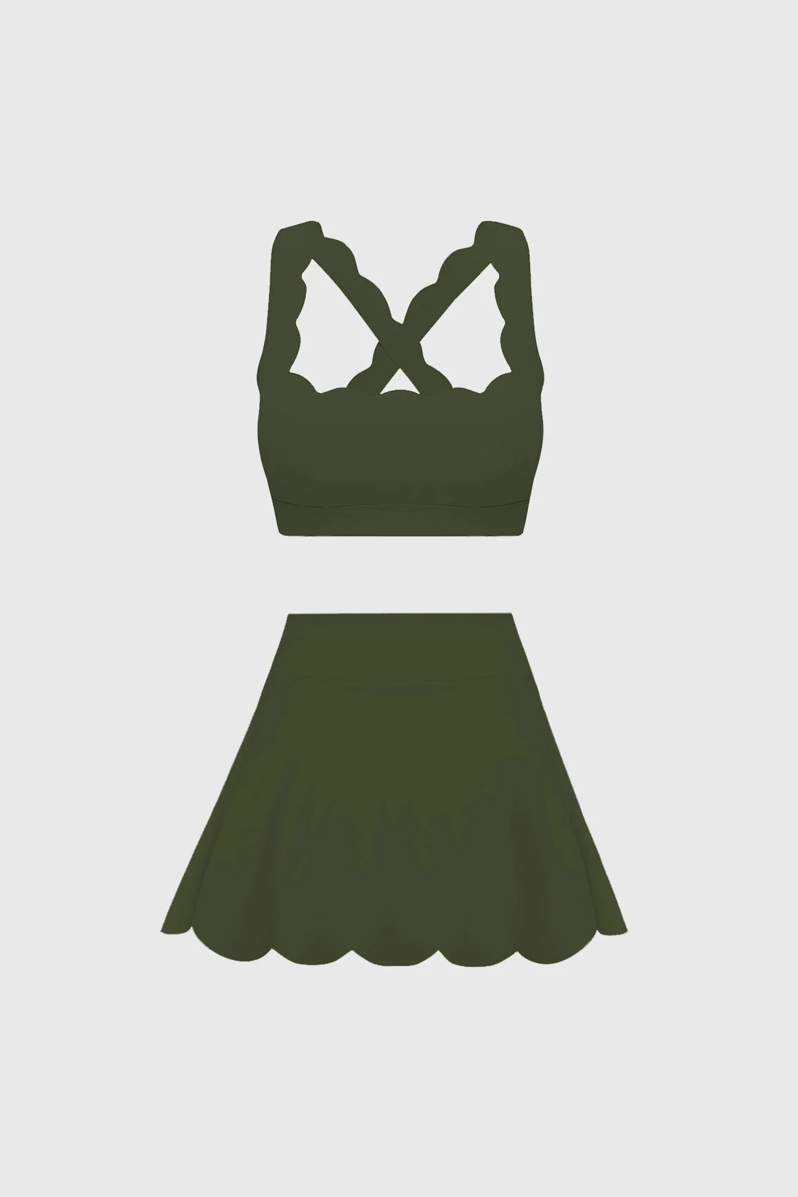 Cross Back Sports Bra & High-Waist A-line Tennis Skirt
