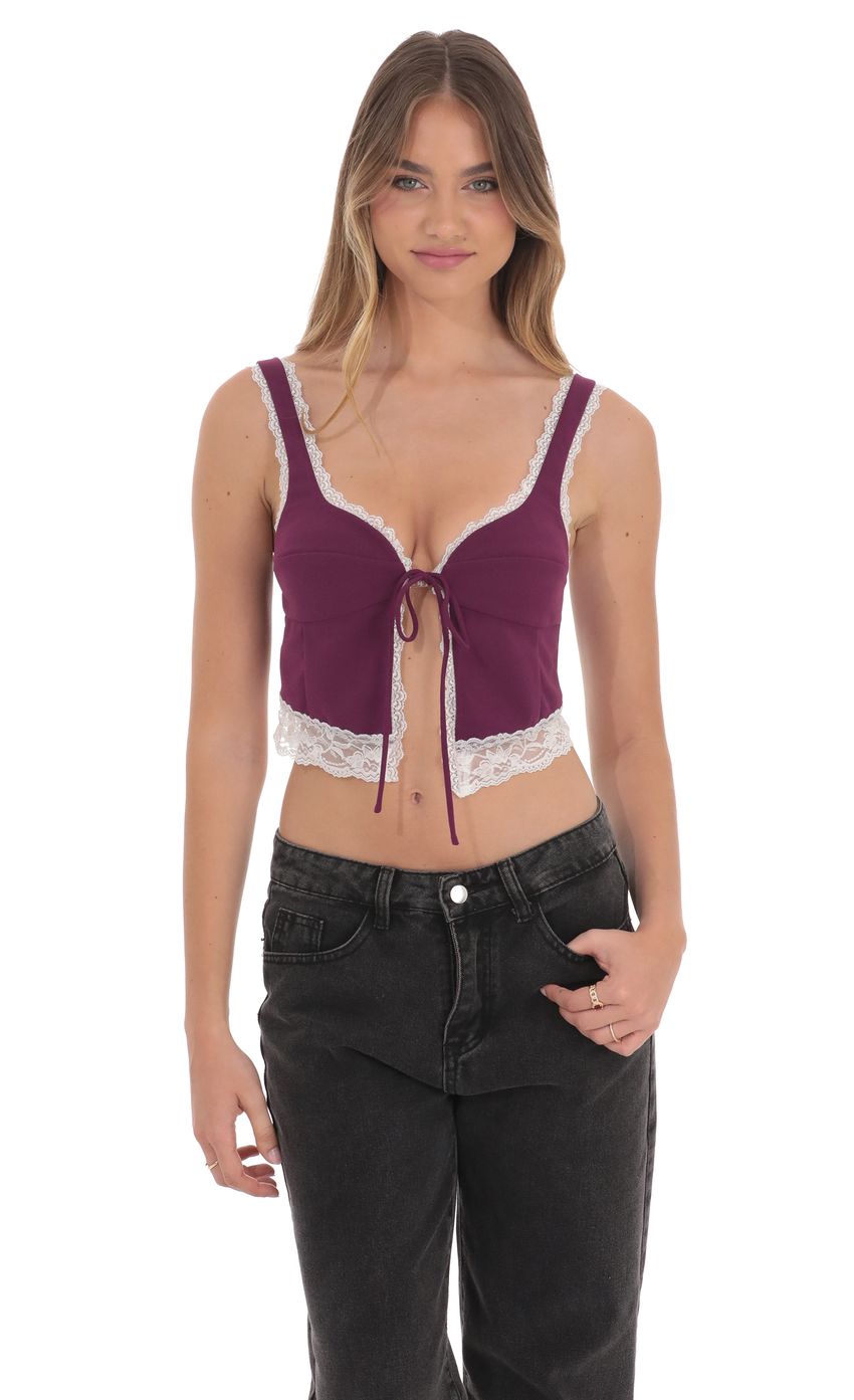 Lace Vest Top in Purple