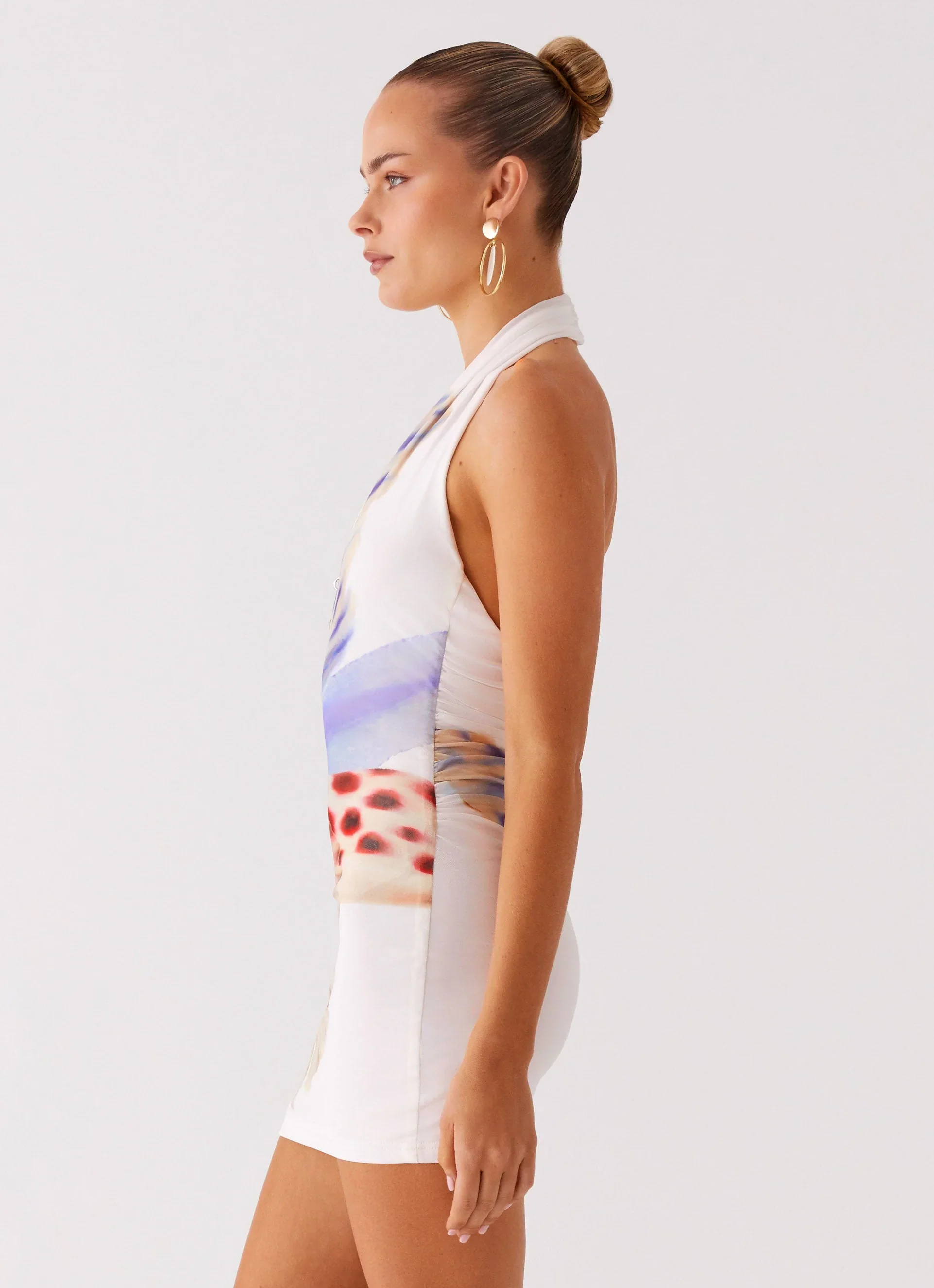 No Time Mini Dress - White Sea Bloom