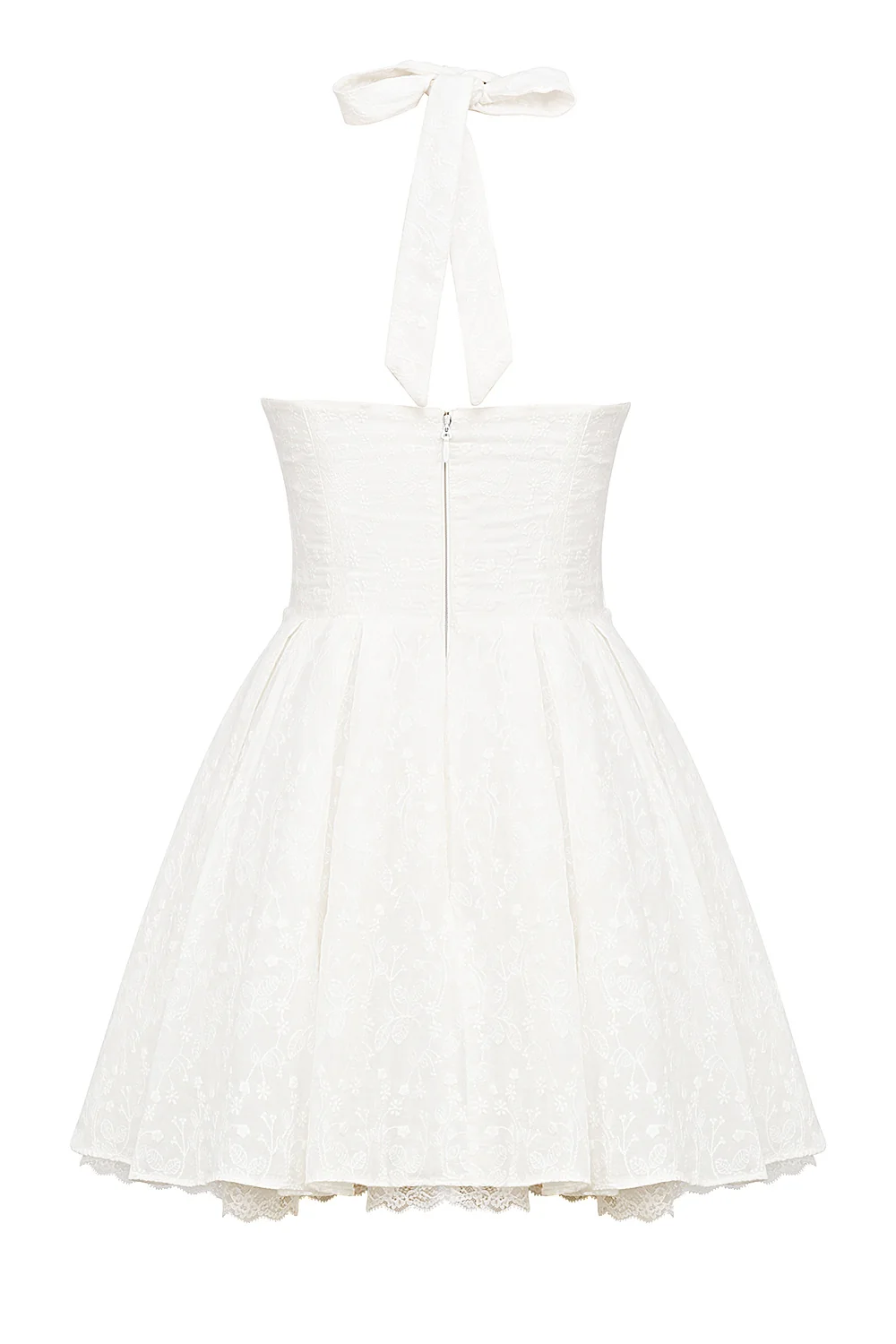 white broderie anglais halter mini dress - luluinthesky