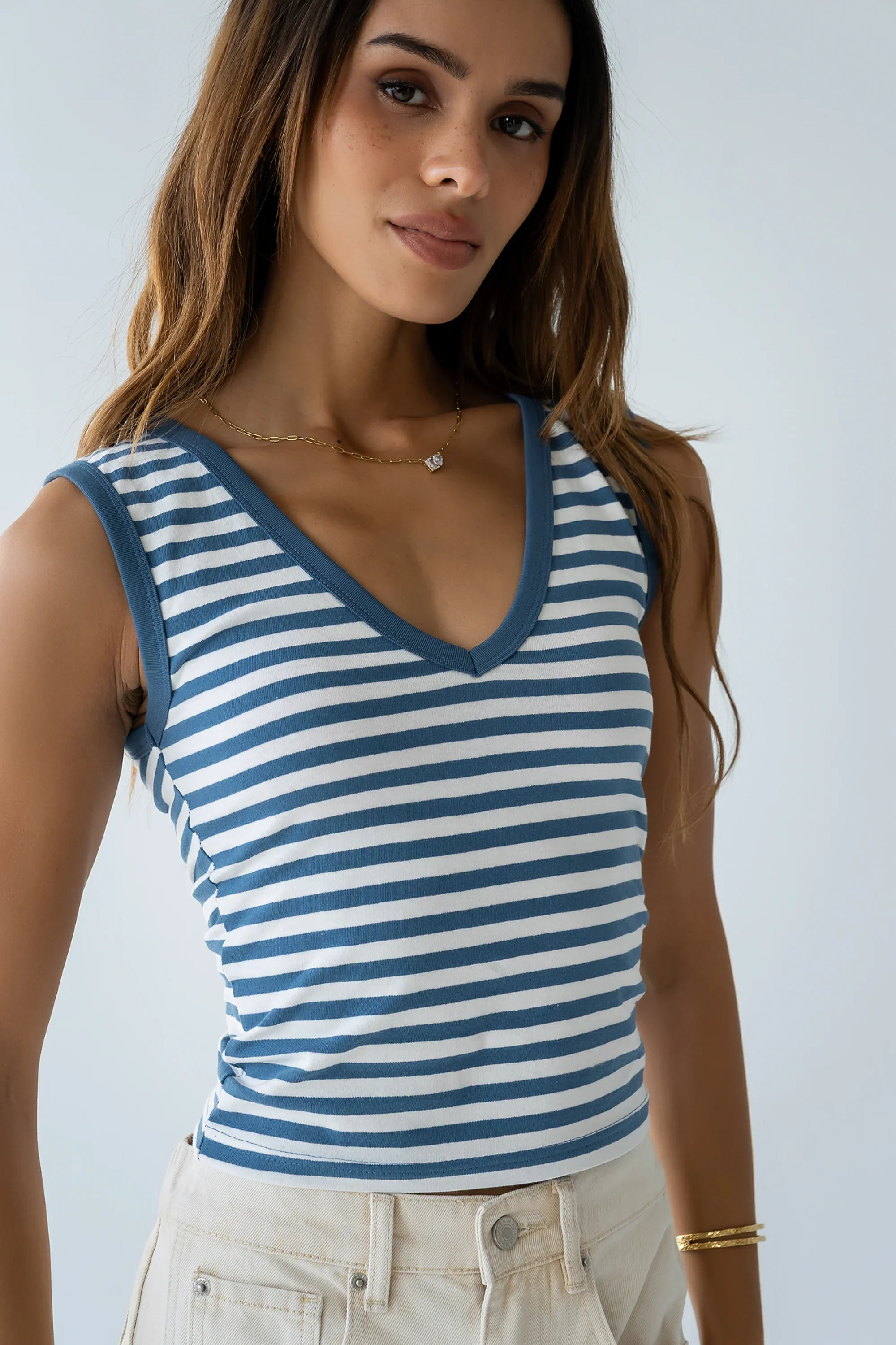 Kylen Striped Tank Top in Blue