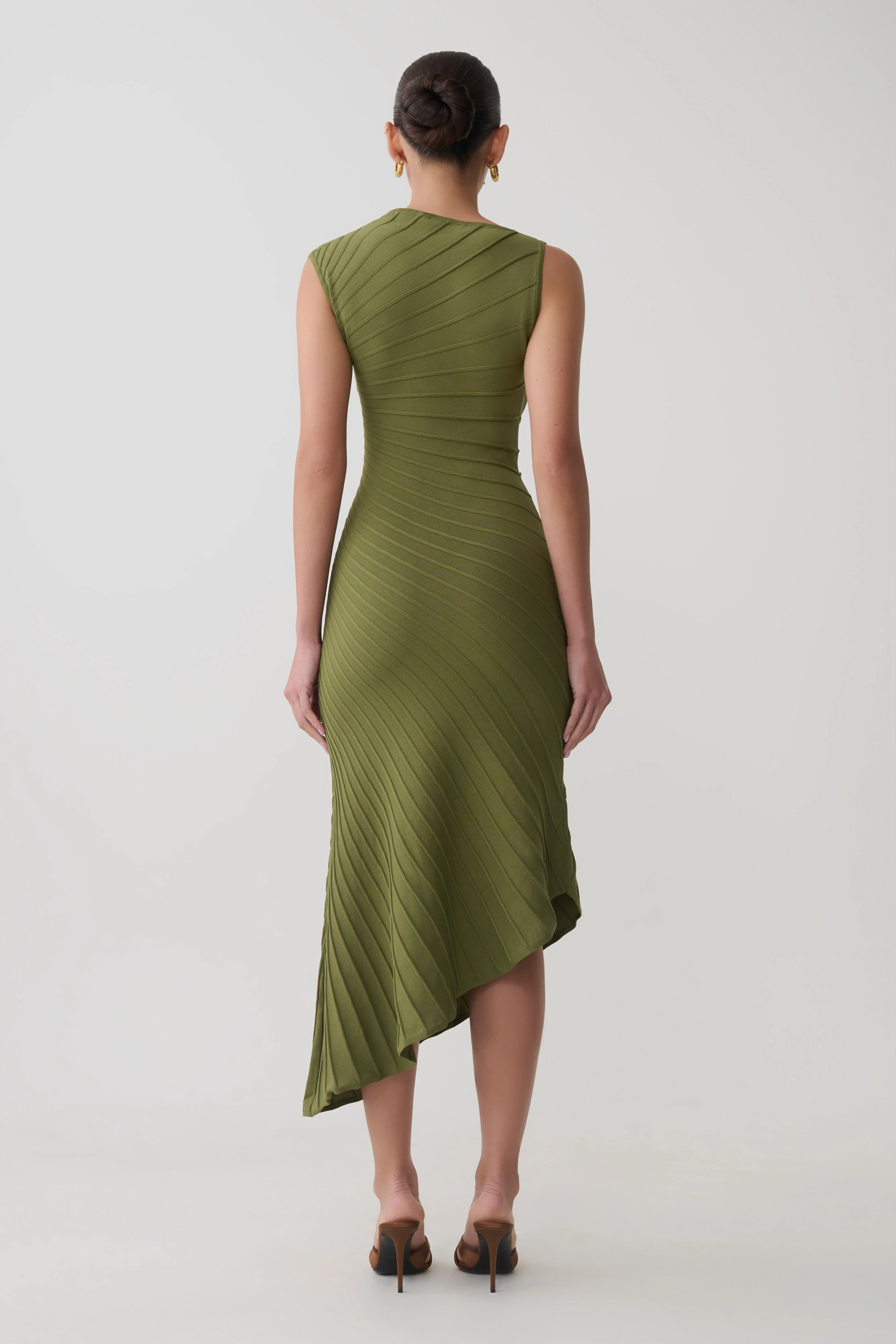 Milasandra Pleated Knit Dress - Olive