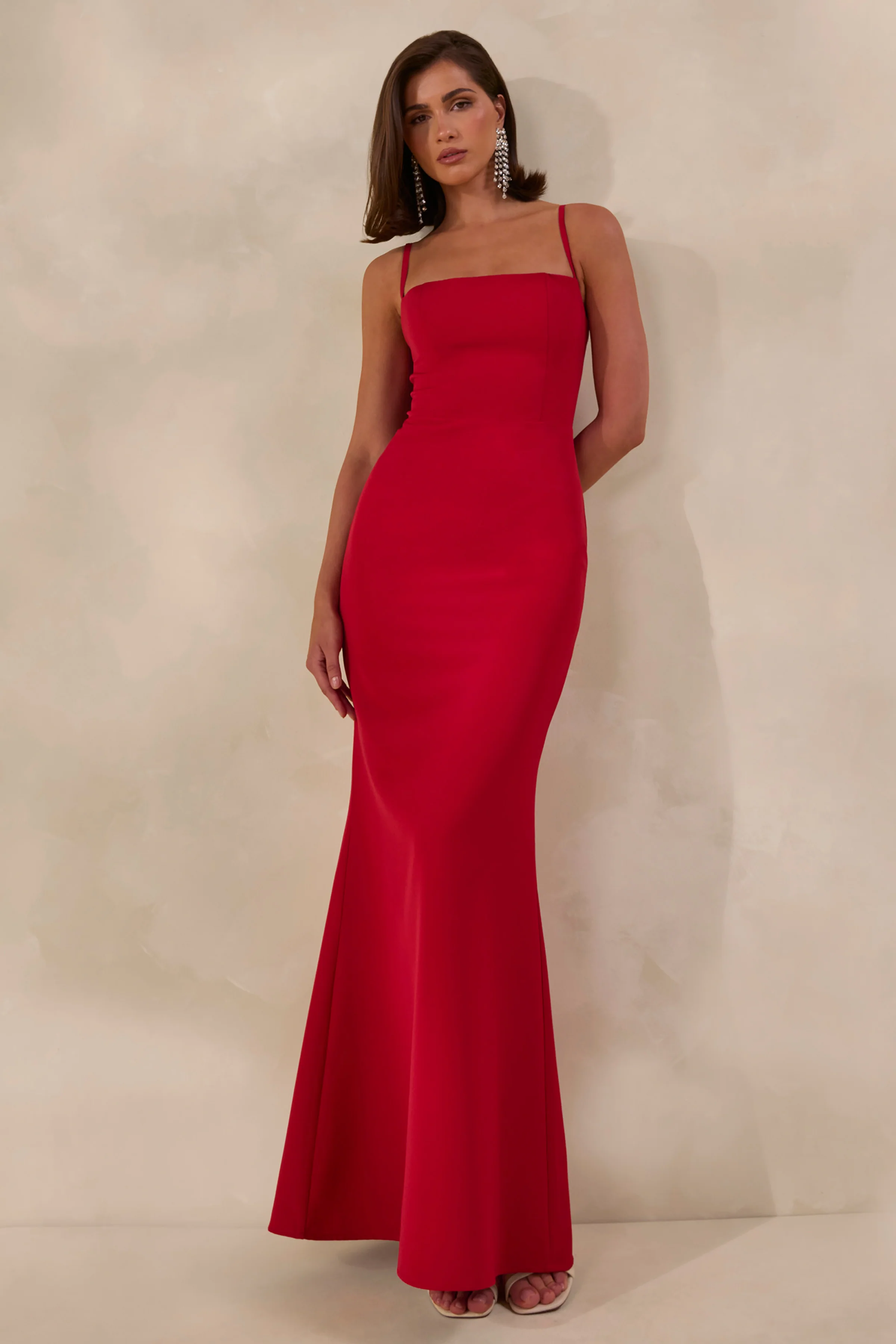 Zavira | Red Square-Neck Maxi Dress