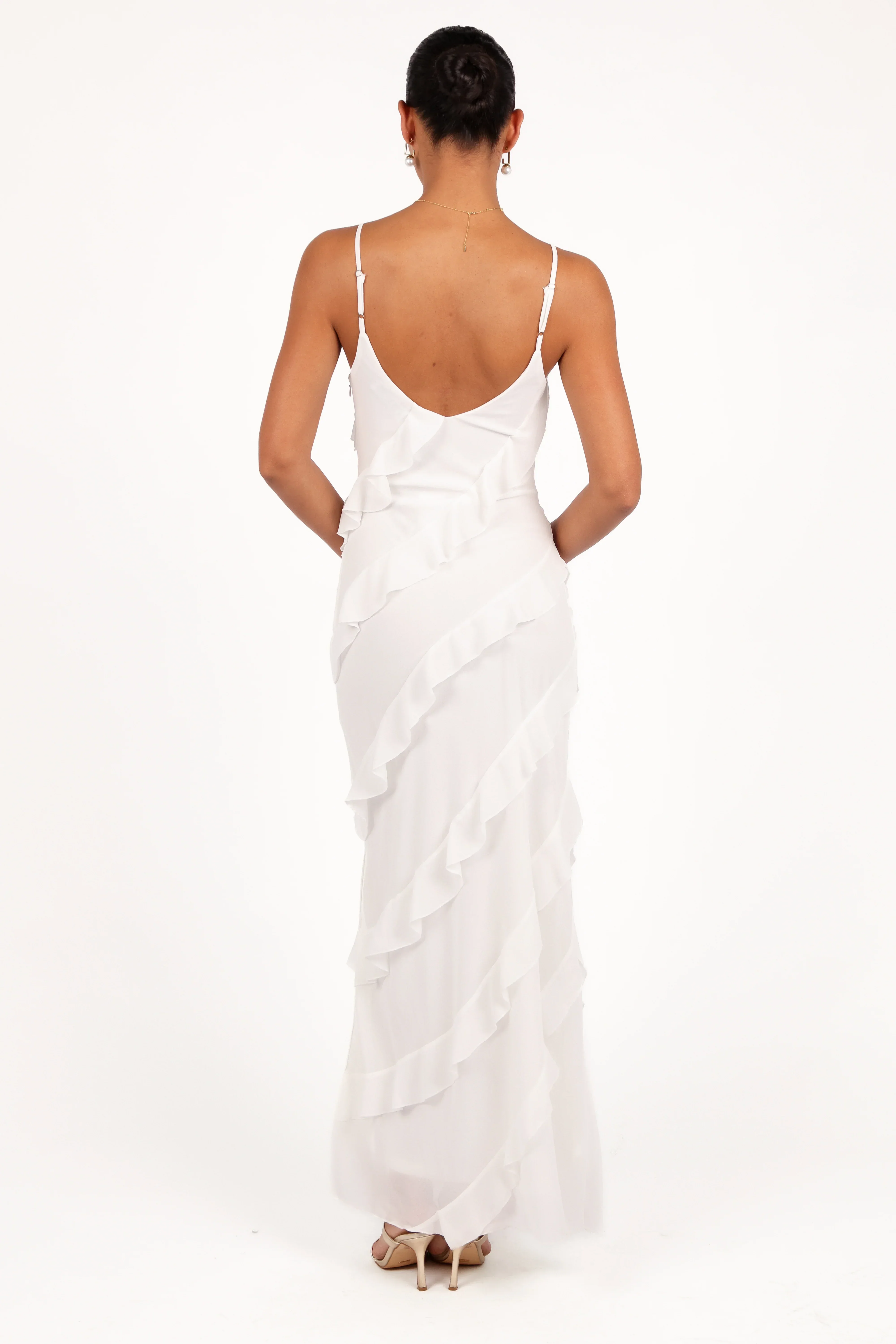 Ciao Ruffles Maxi Dress - Cloud White - luluinthesky