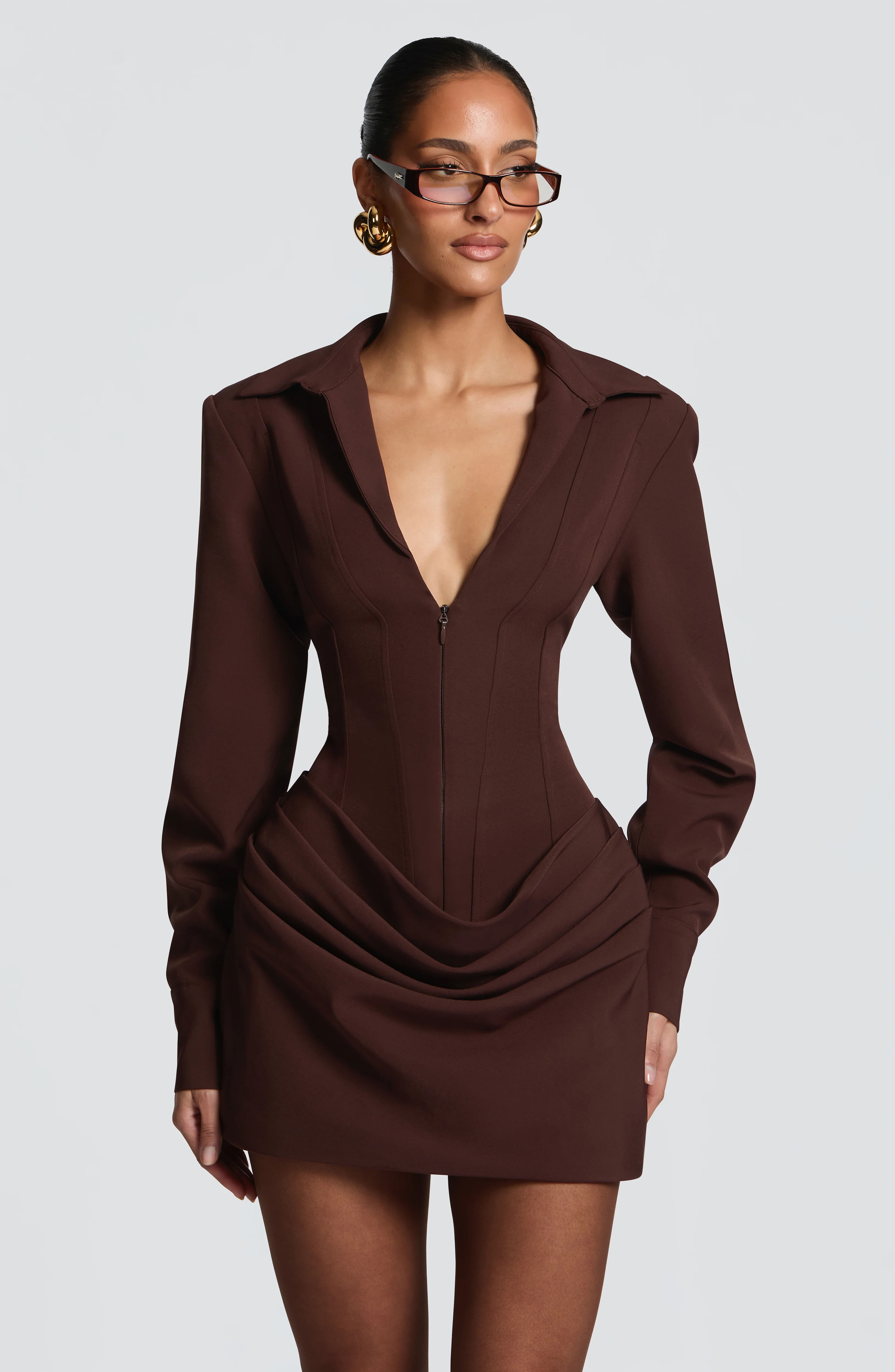 Brietta Mini Dress - Plum Brown