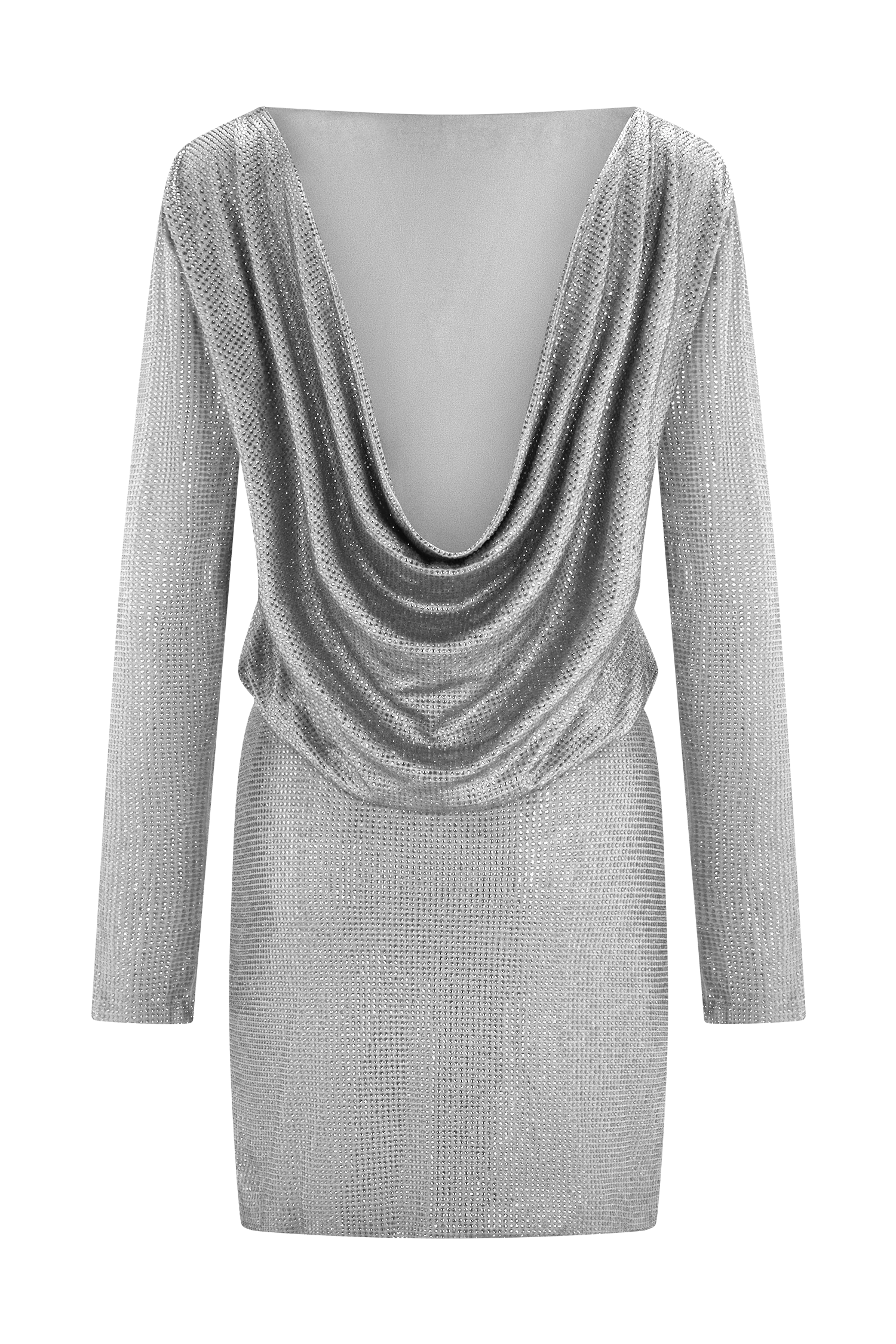Darius Diamante Cowl Mini Dress - Silver