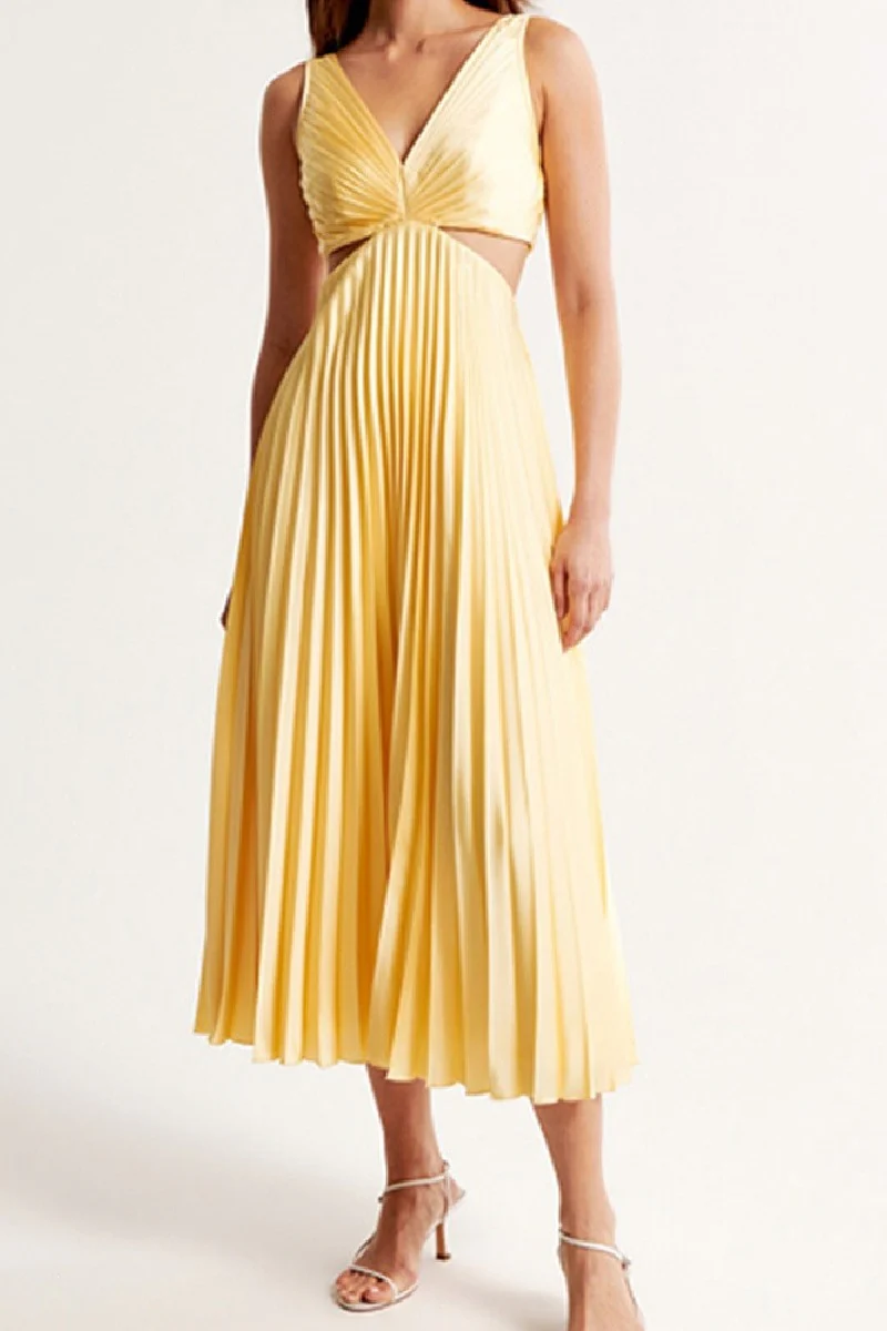 A-Line Tea Length Elastic Satin Wedding Guest Dress 1043657886538