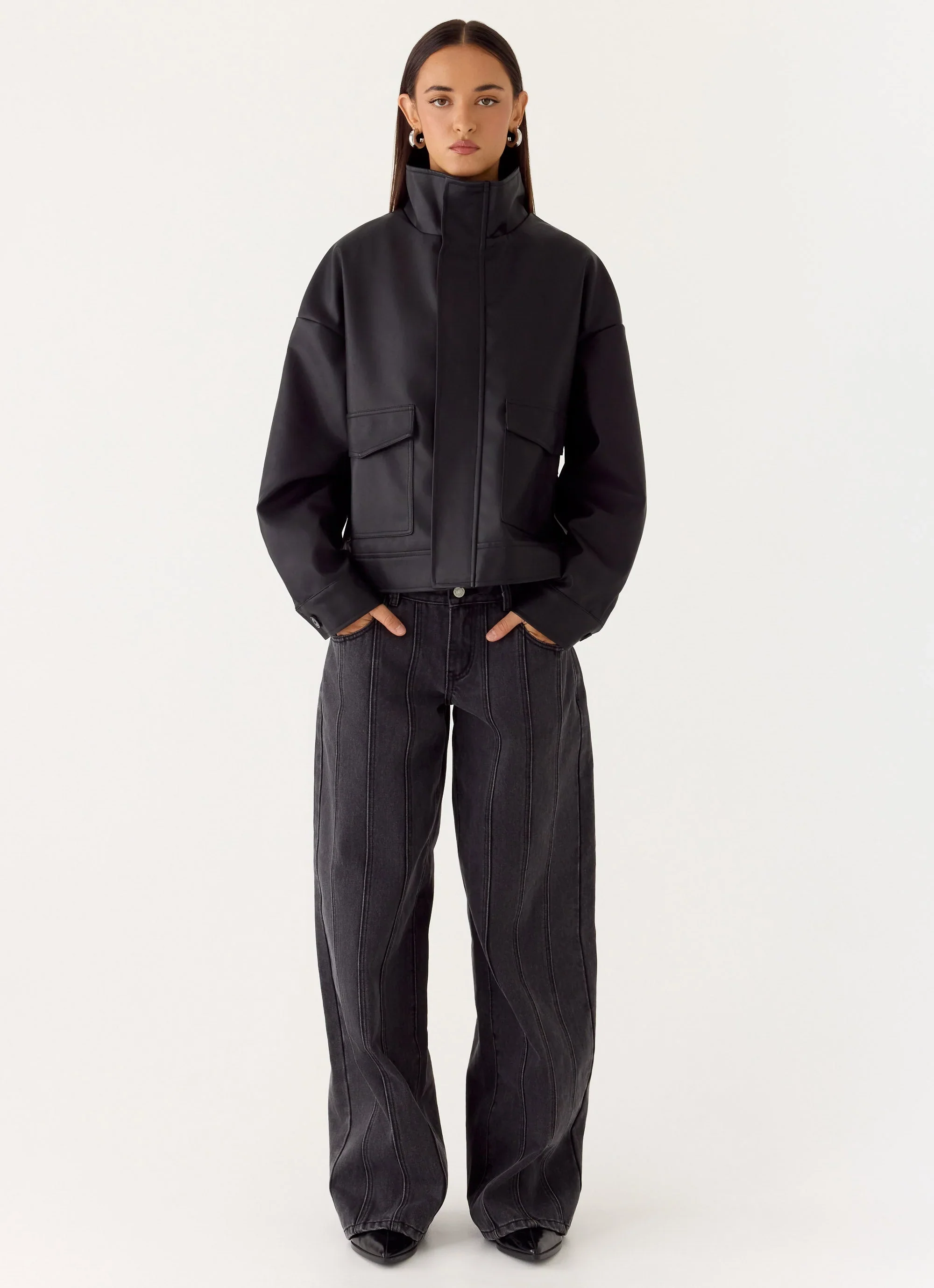 James PU Bomber Jacker - Black