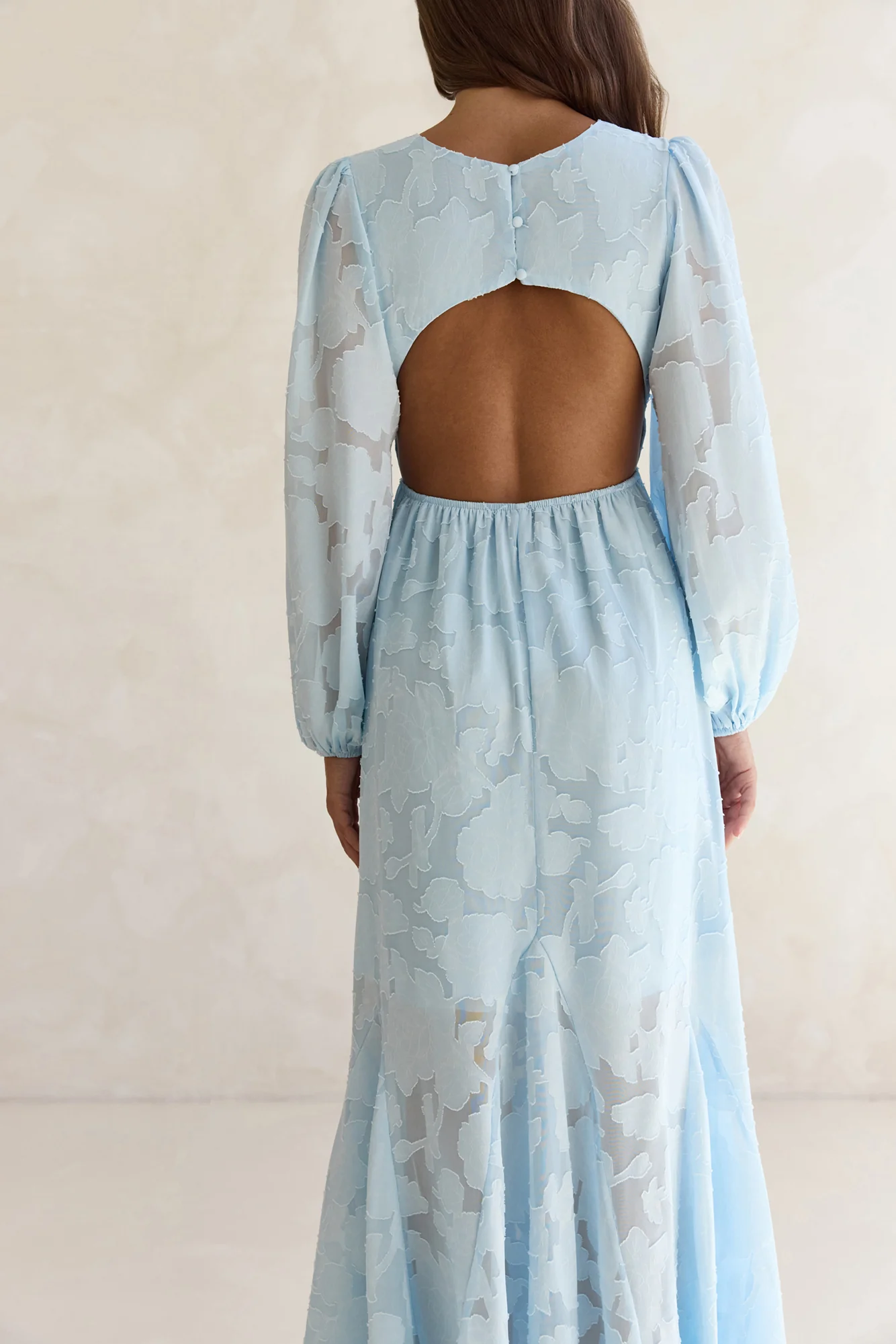 Time Floats By Long Sleeve Maxi Dress Blue
