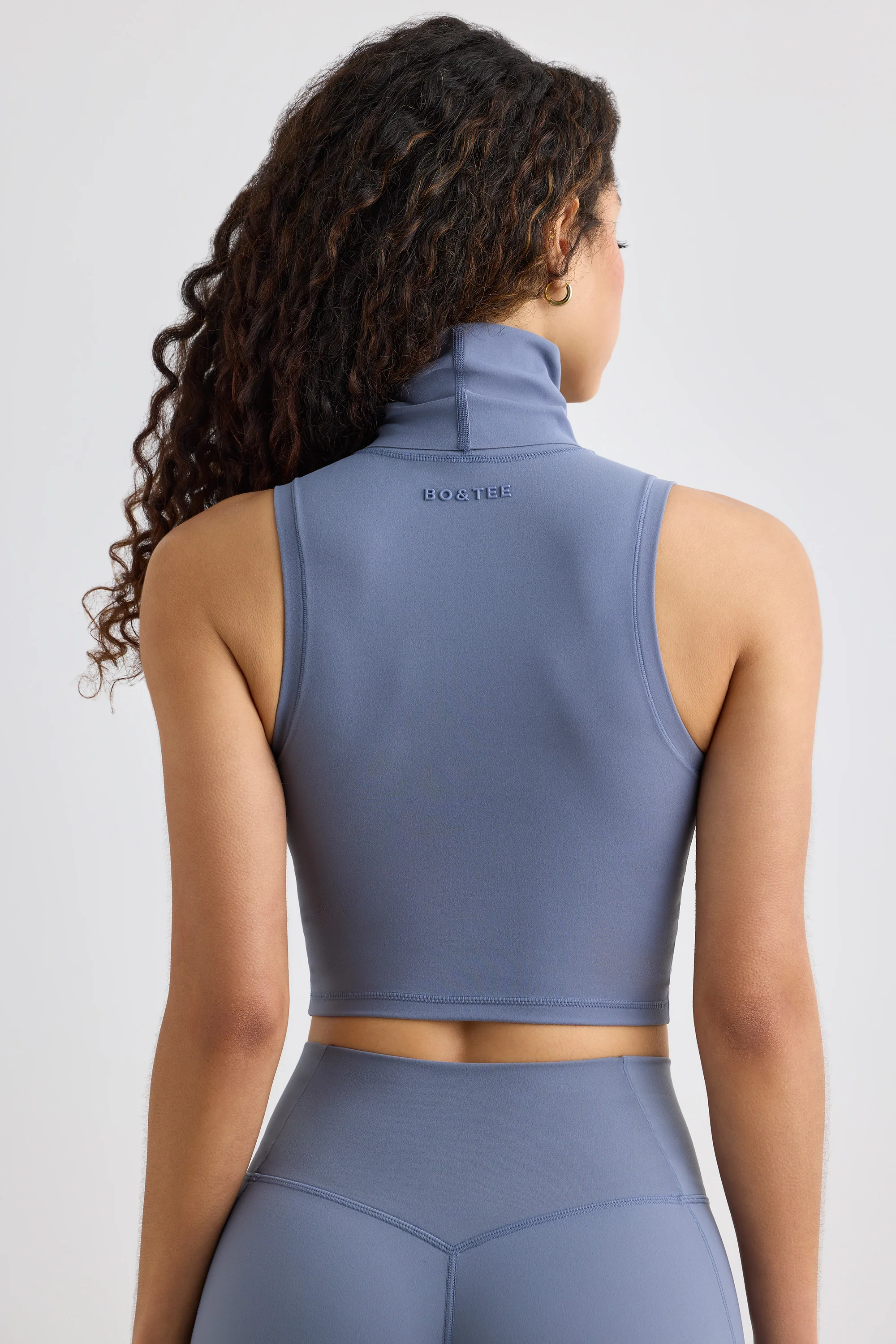 Soft Active Turtleneck Tank Top in Slate Grey
