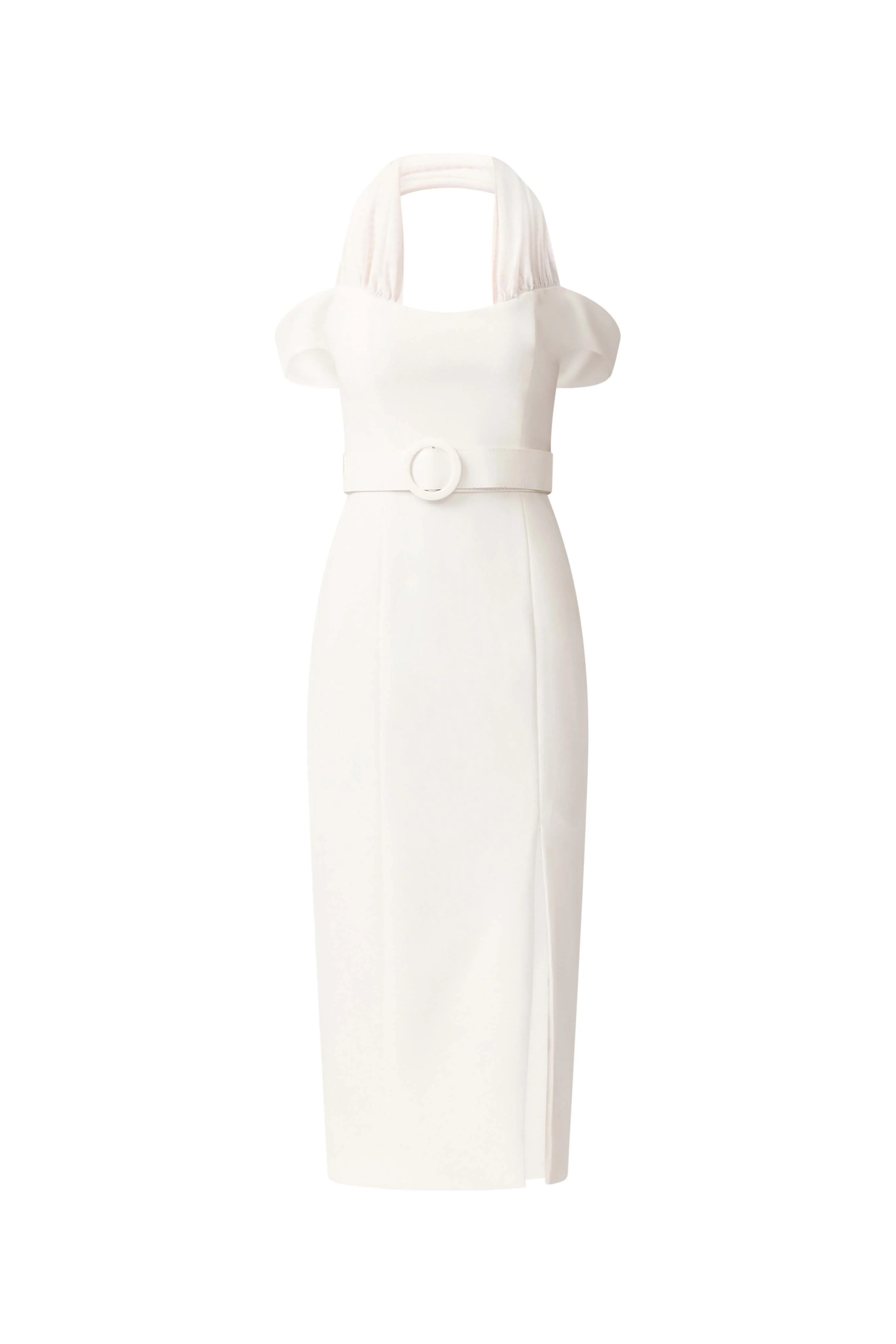 Ruby Halter Midi Dress in White