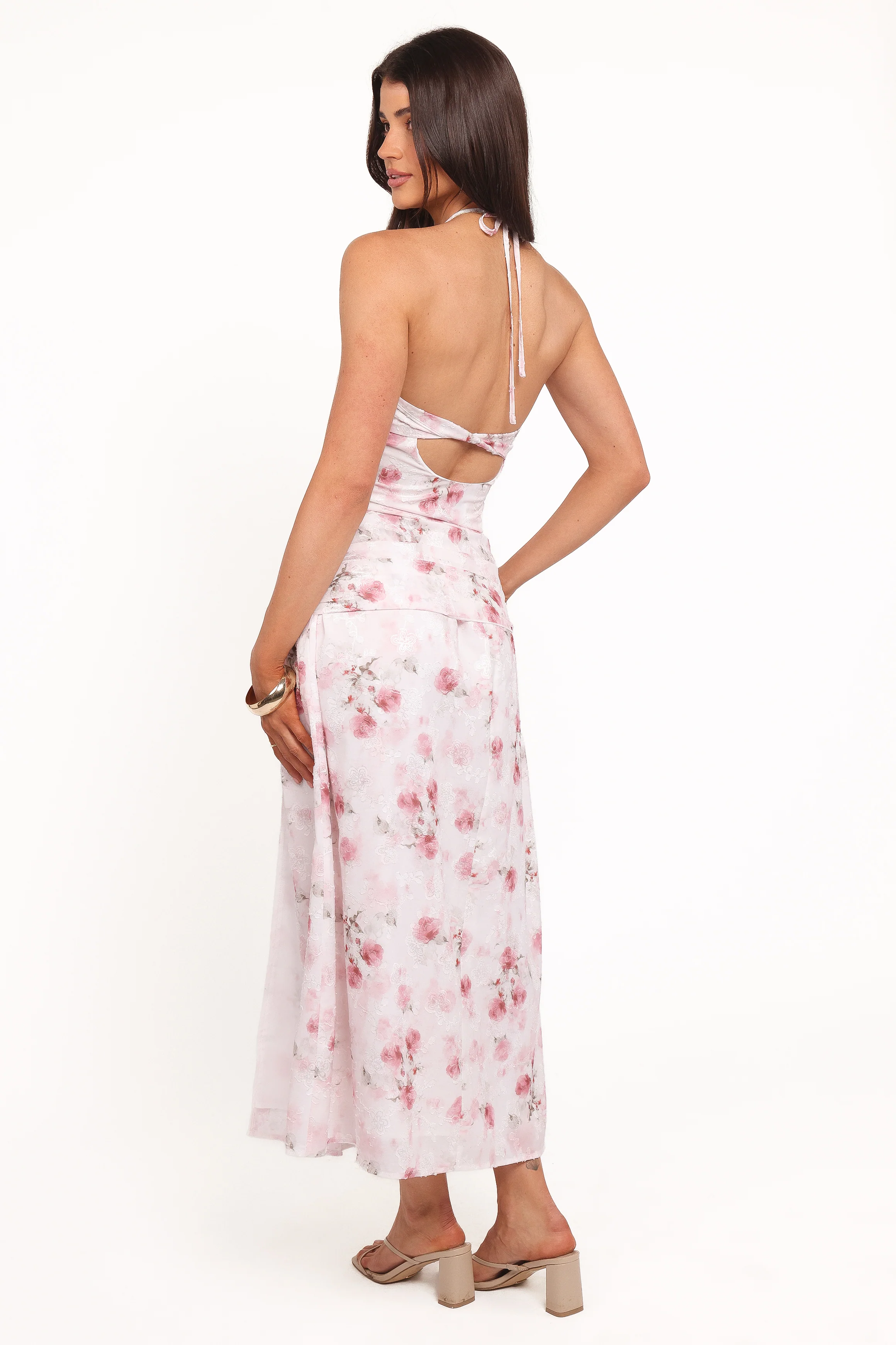 Lelia Halterneck Midi Dress - Pink Floral