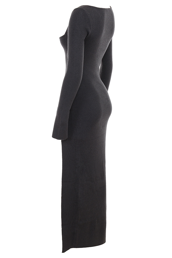 Charcoal Cashmere Knit Maxi Dress