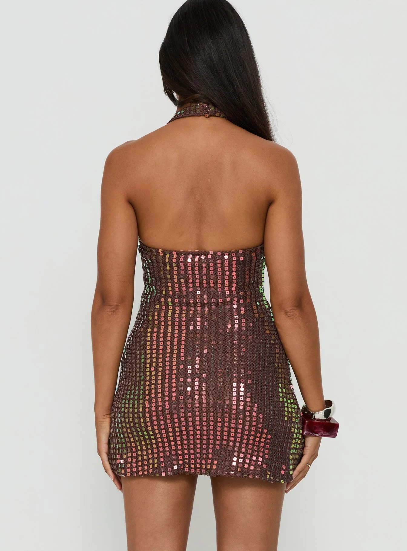 Codamo Mini Dress Dark Brown Shimmer