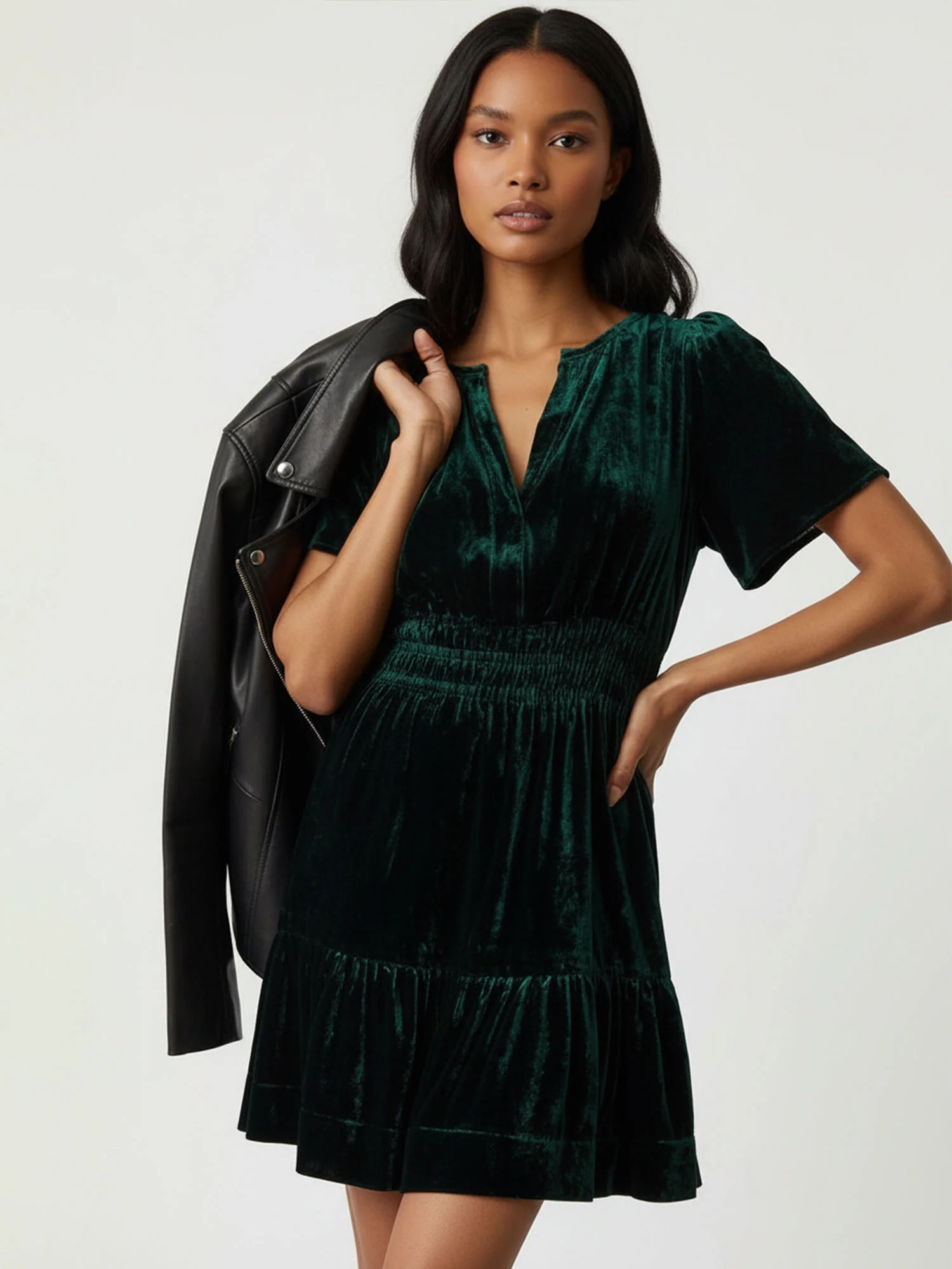 Green Ruffled Eclipse Mini Dress