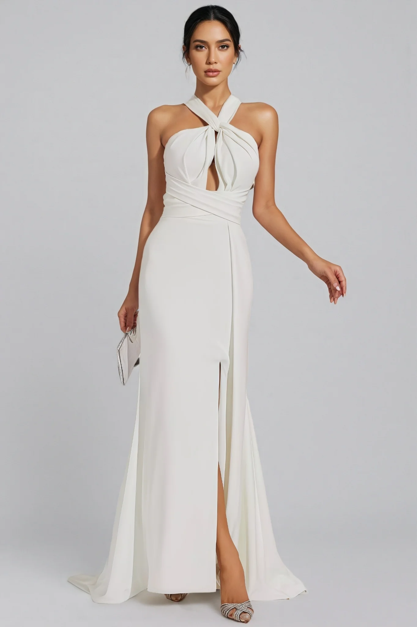 Griffin Hanging Neck Backless Maxi Dress