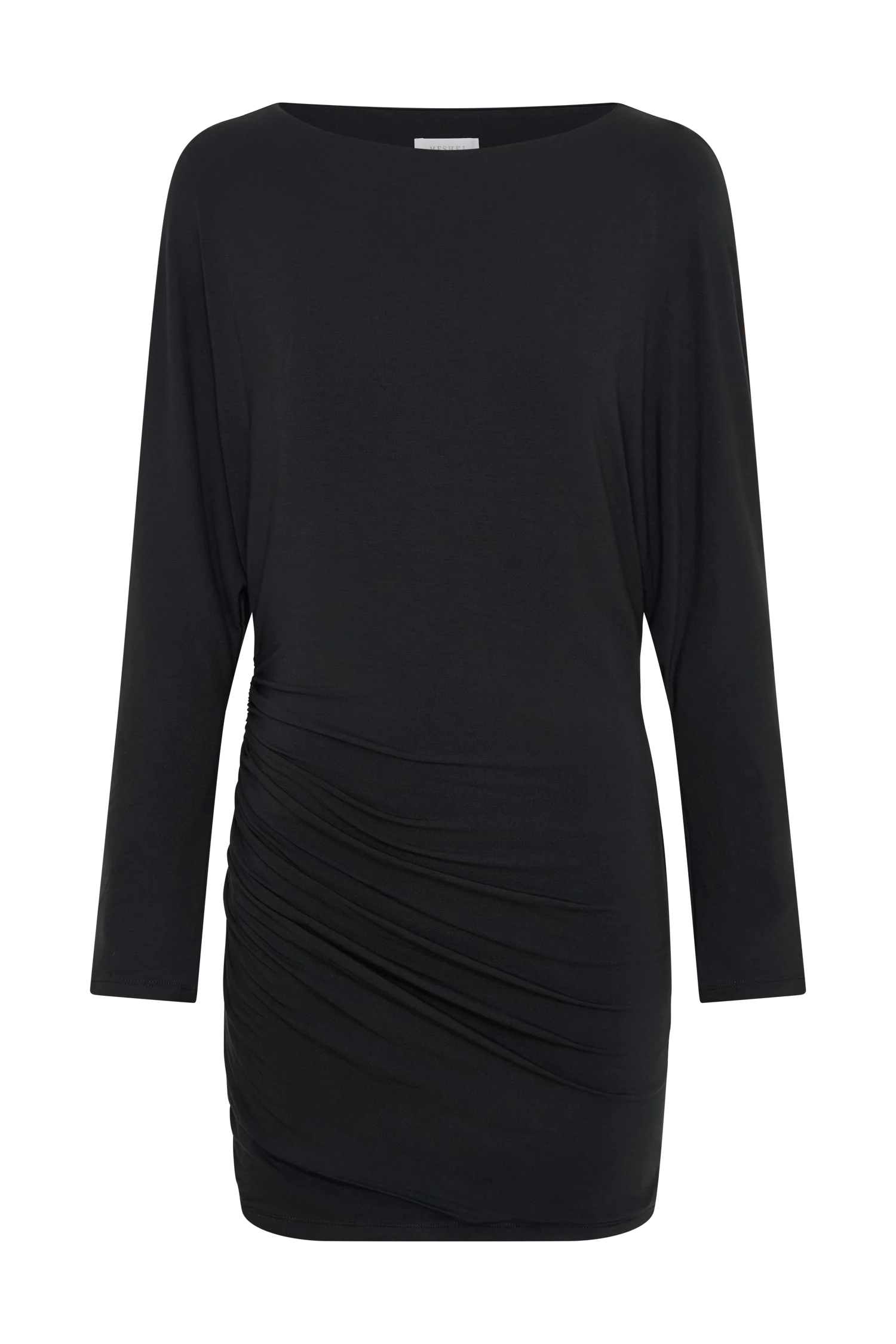 Thao Long Sleeve Gathered Mini Dress - Dark Charcoal