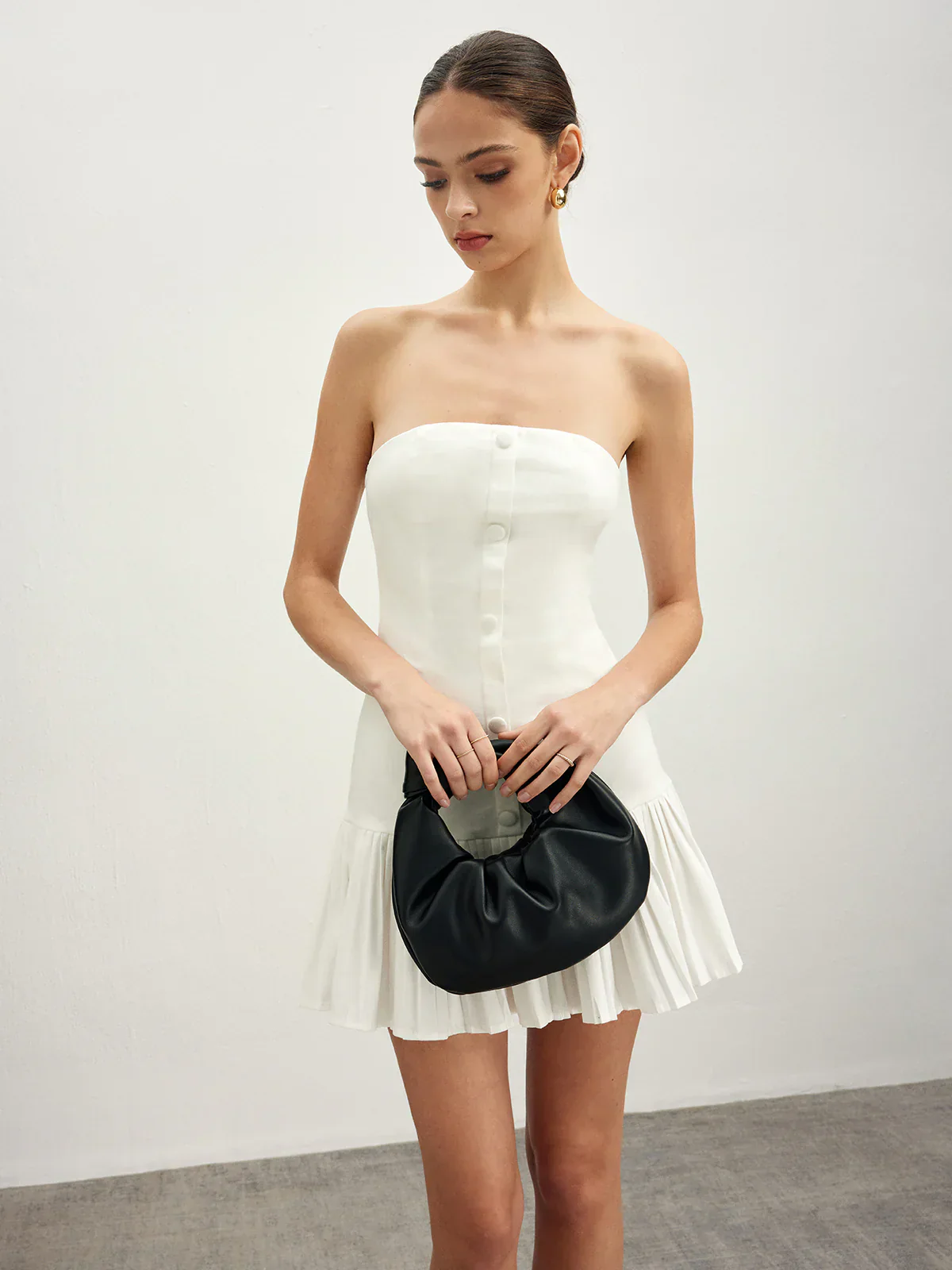 Cotton Blends Pleated Bubble Tube Dress - luluinthesky