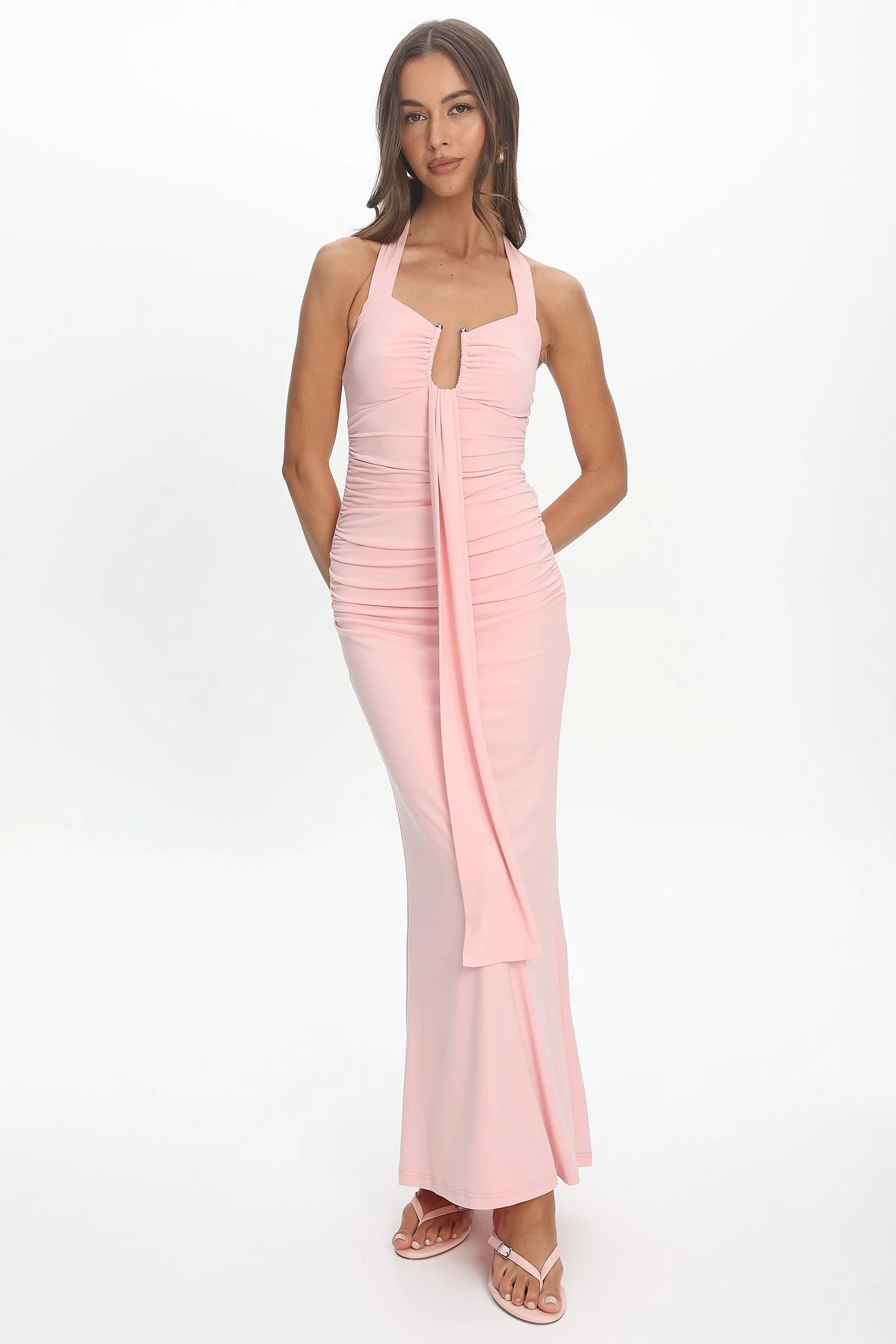 Opera Drape Bust Maxi Dress Pink
