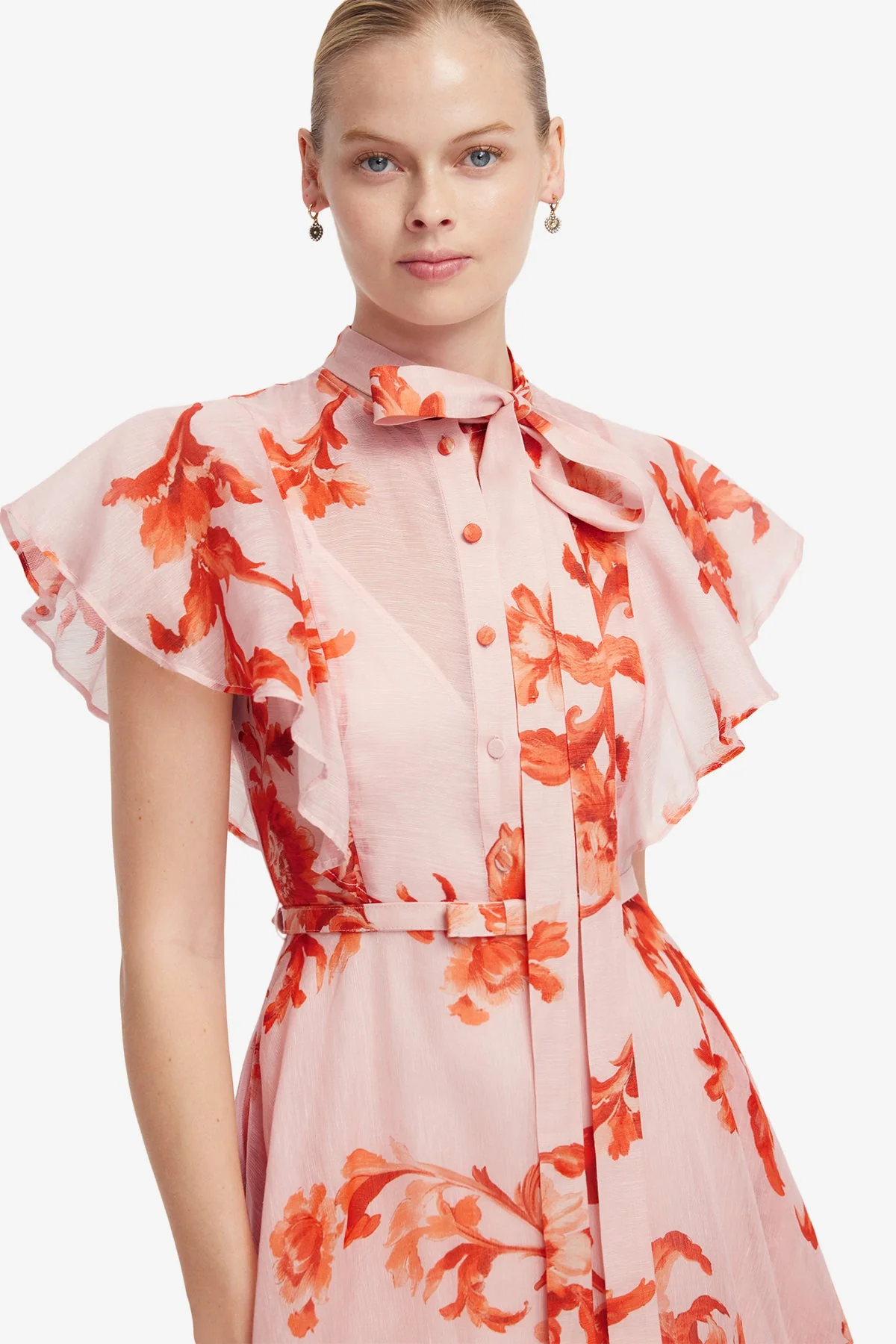 Elsie Flutter Sleeve Midi Dress - Magnolia Print