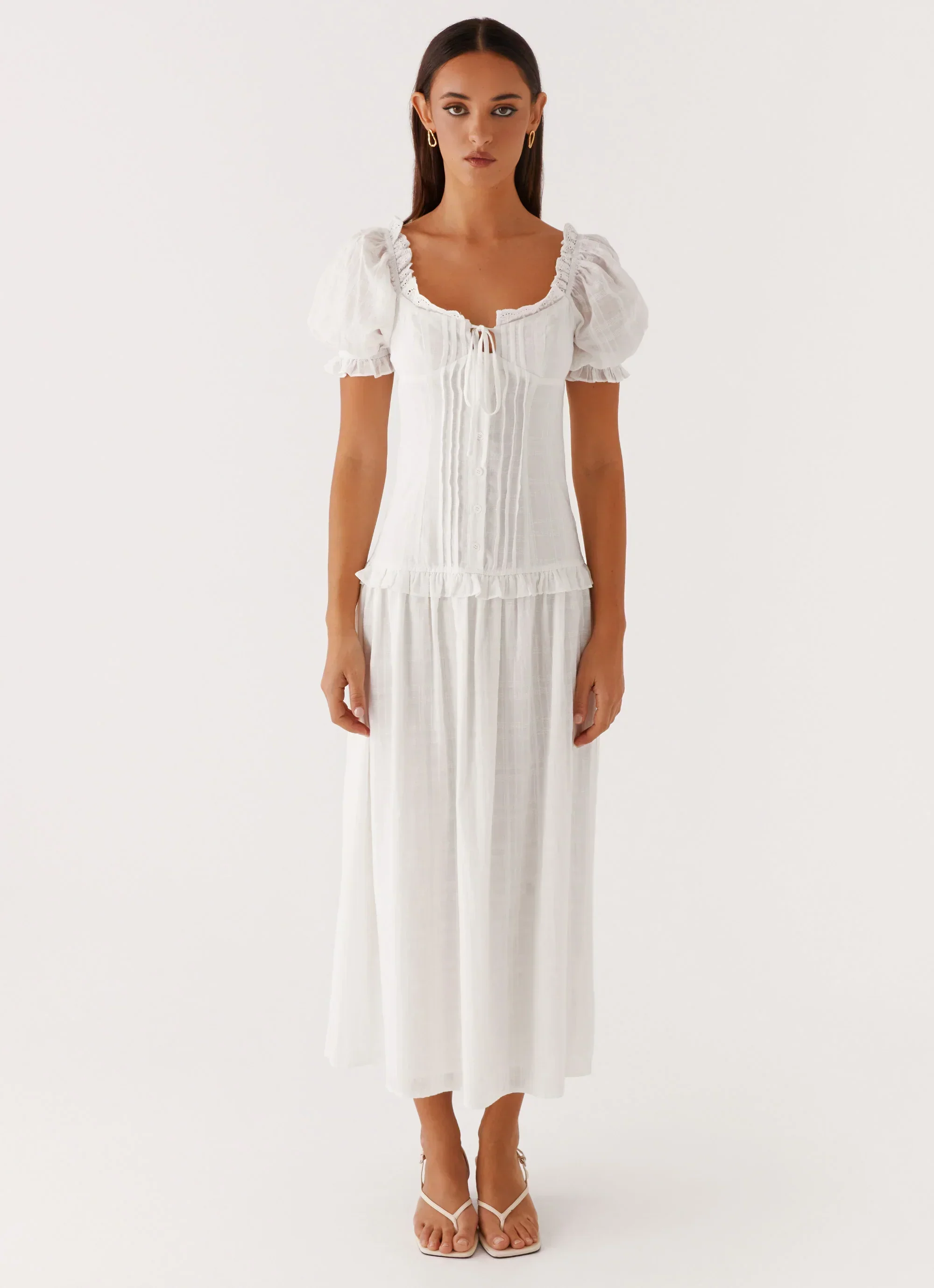 Hundred Percent Midi Dress - White - luluinthesky