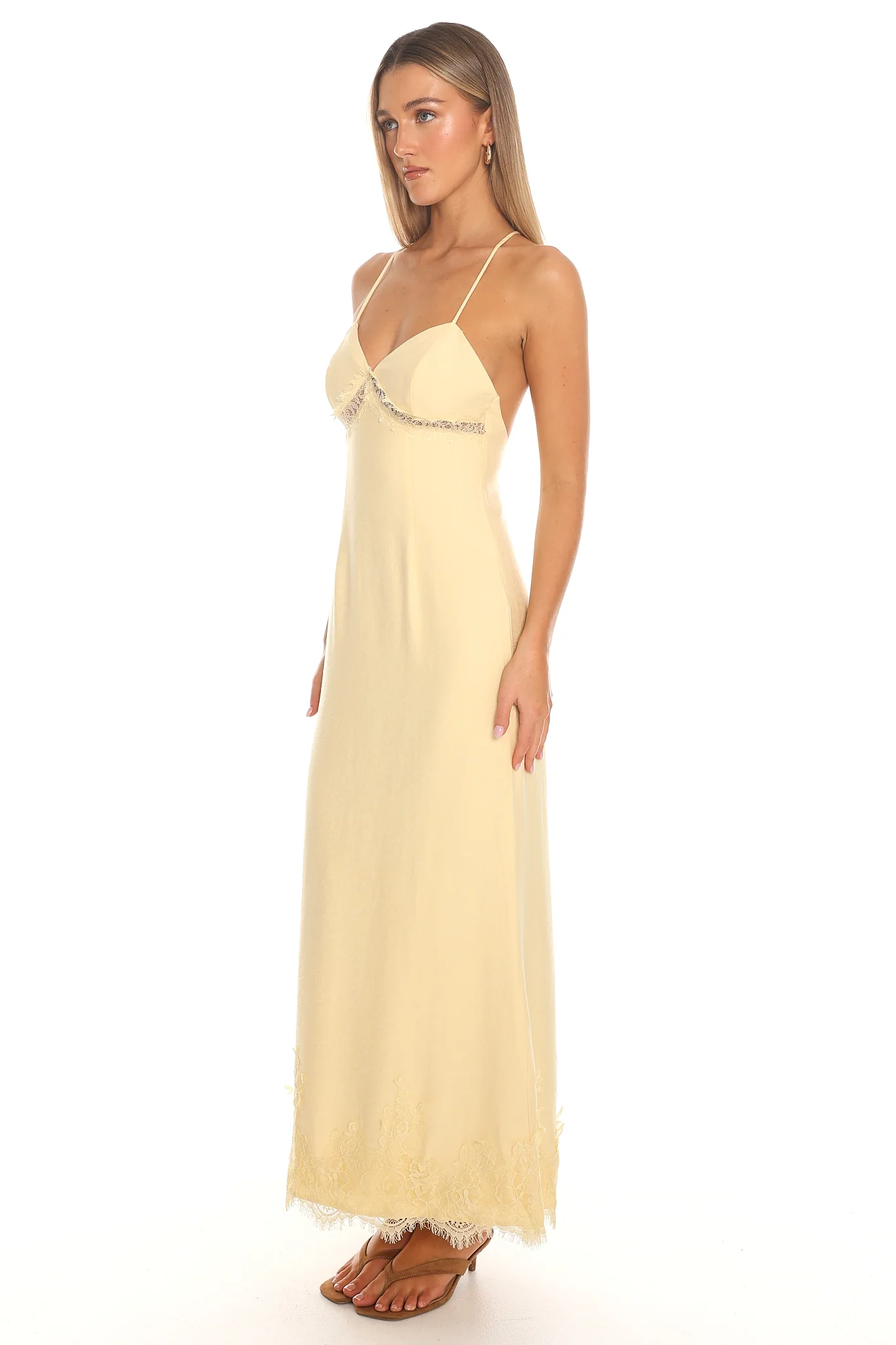 Soleil Lace Maxi Dress Butter - luluinthesky