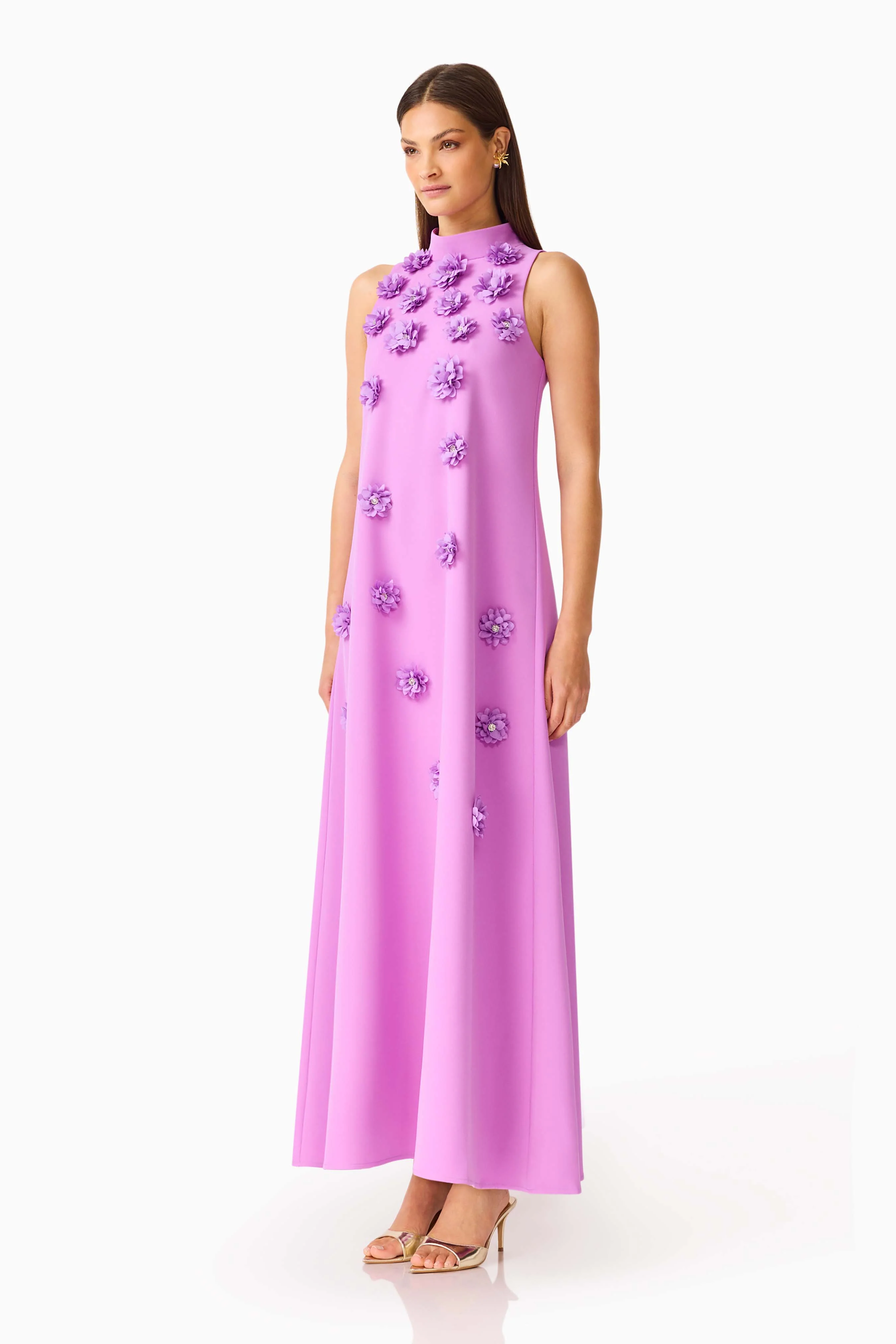 Solenne Halter Maxi Dress in Purple