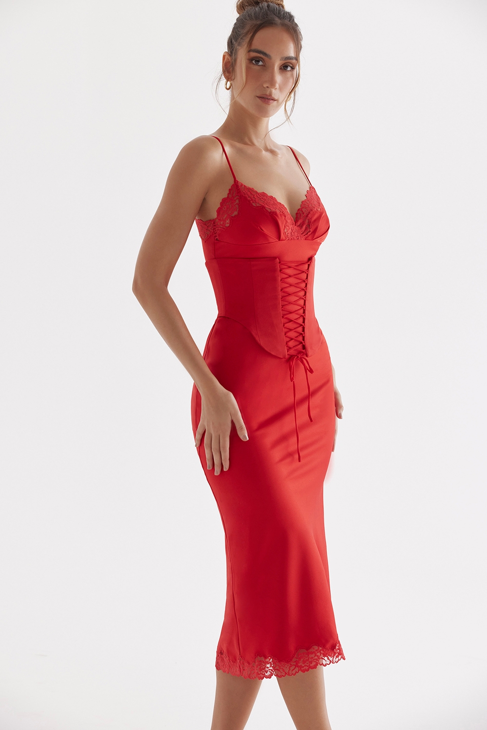 Red Rose Satin Slip Dress