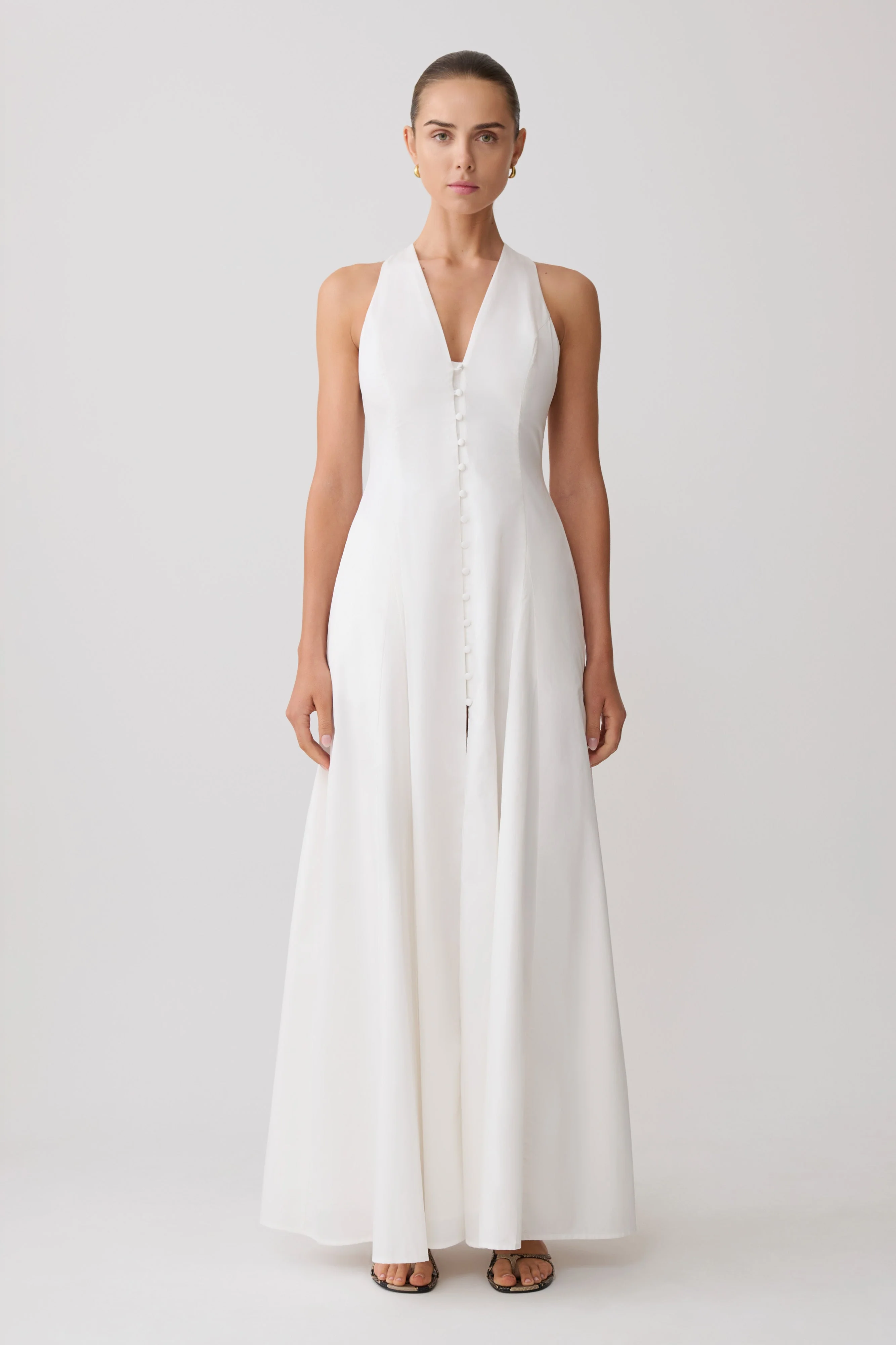 Sienna Button Down Maxi Dress - White