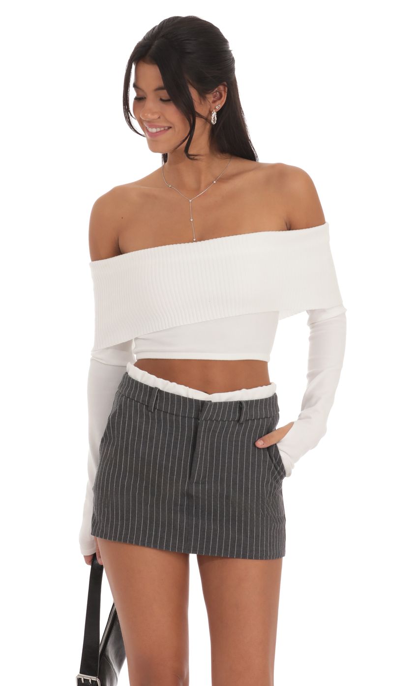 Faux Layered Pinstriped Skort in Grey