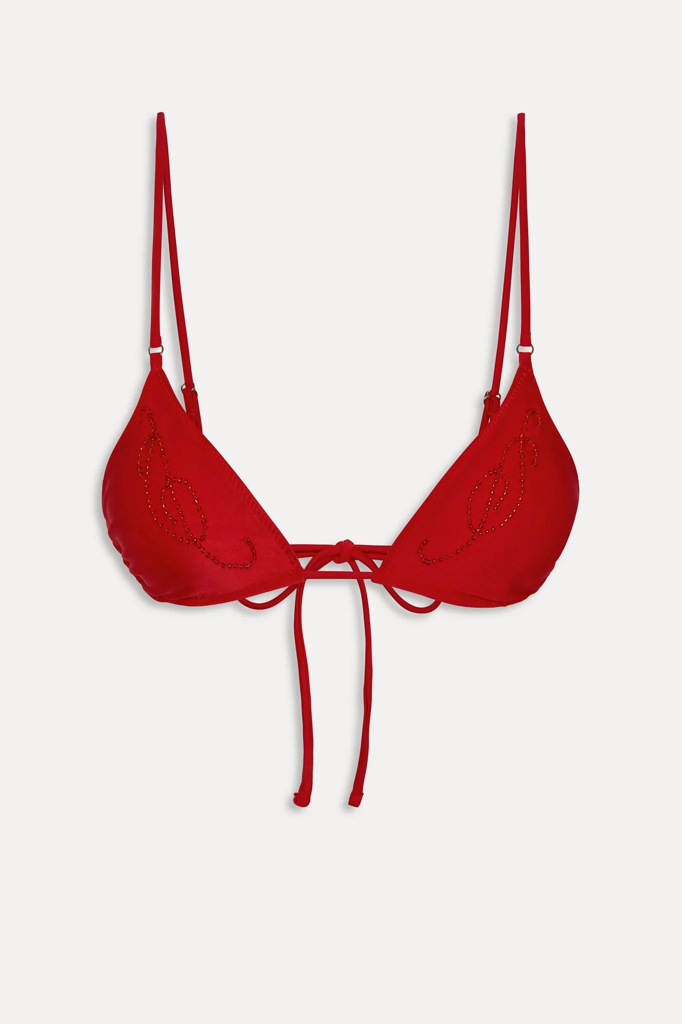 x JENNIE Elena Beaded Bikini Top - Classic Red