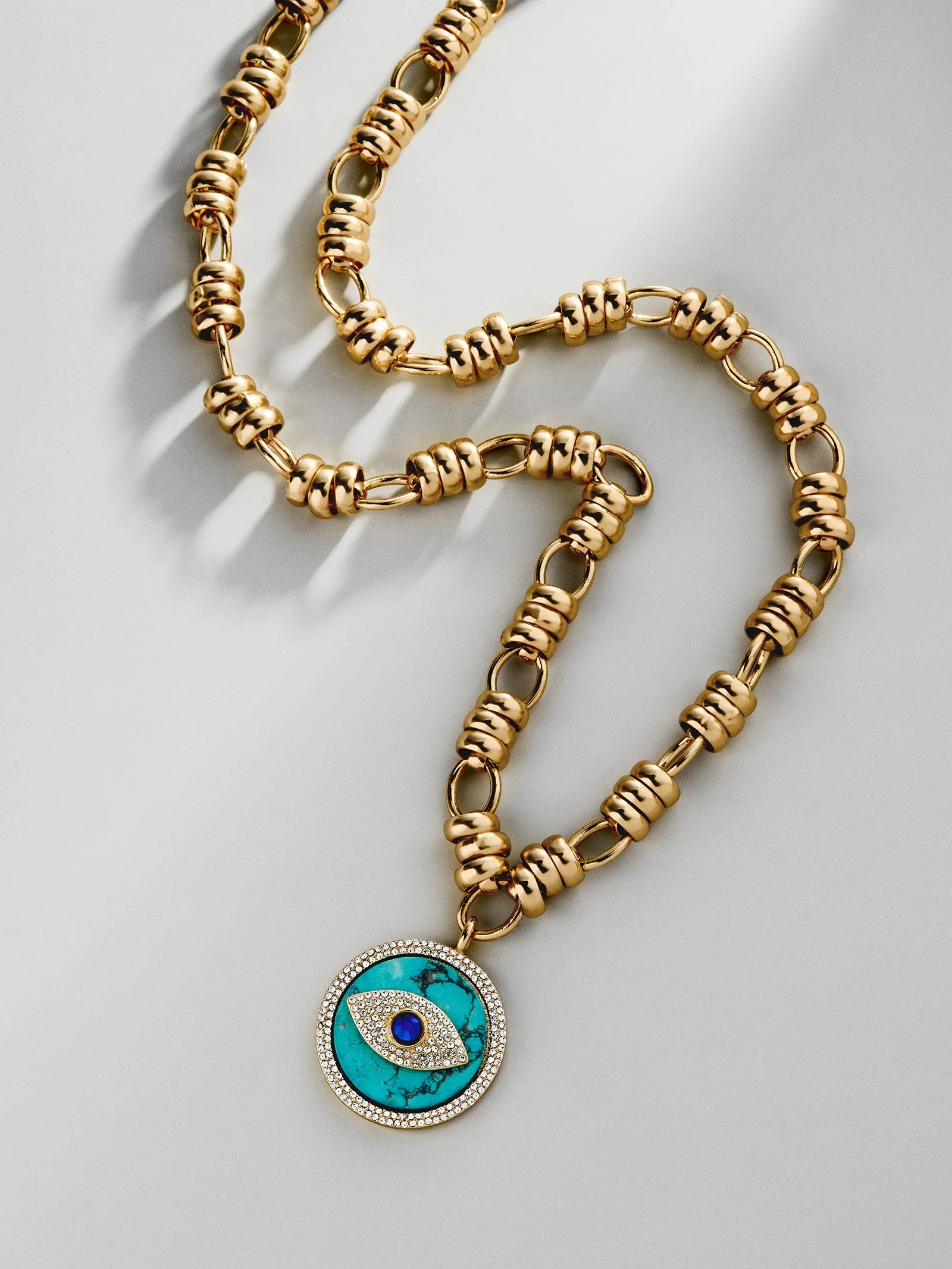 Sohla Evil Eye Statement Necklace - Gold/Turquoise