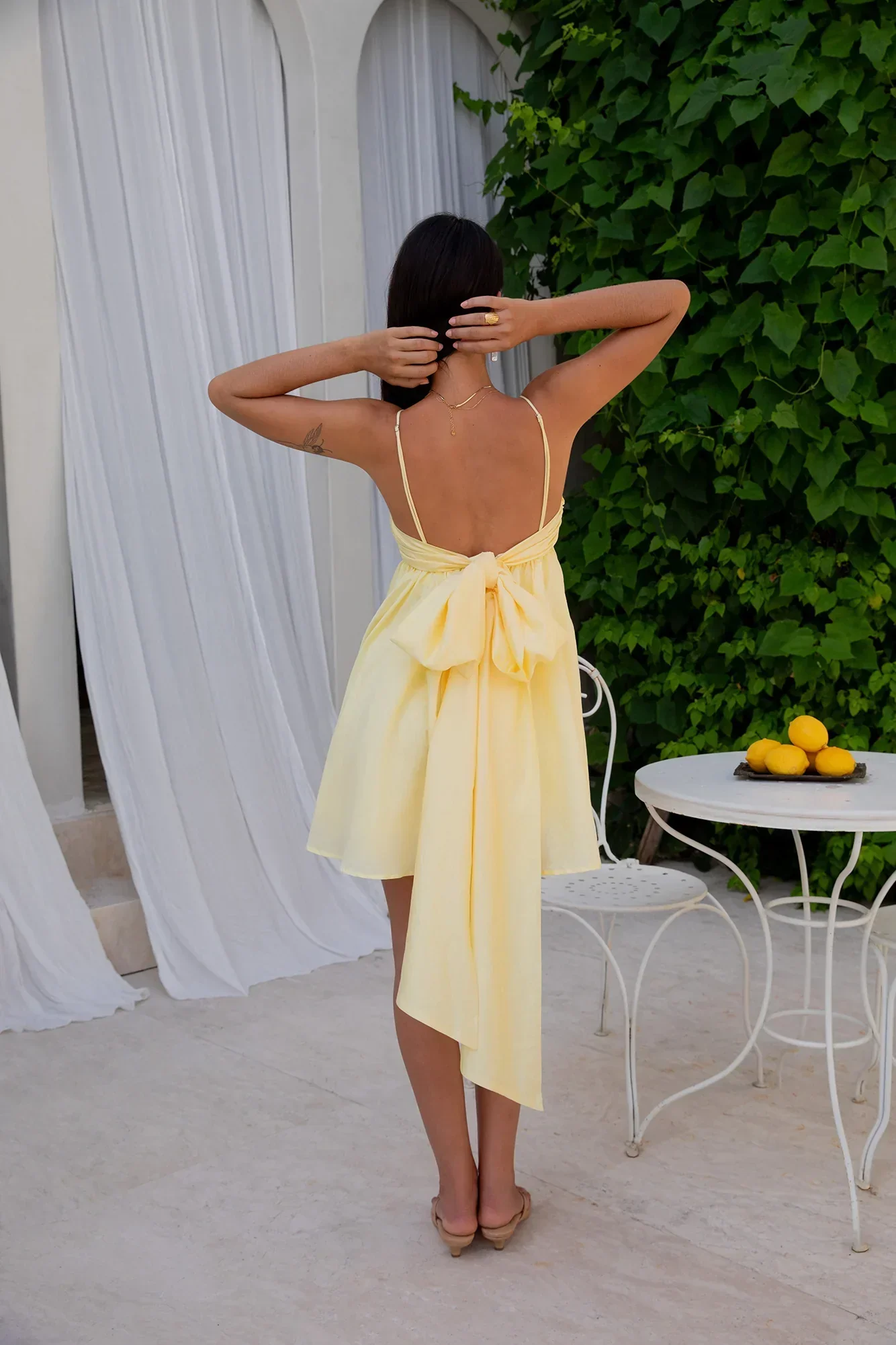 Midnight Charm Mini Dress Yellow - luluinthesky