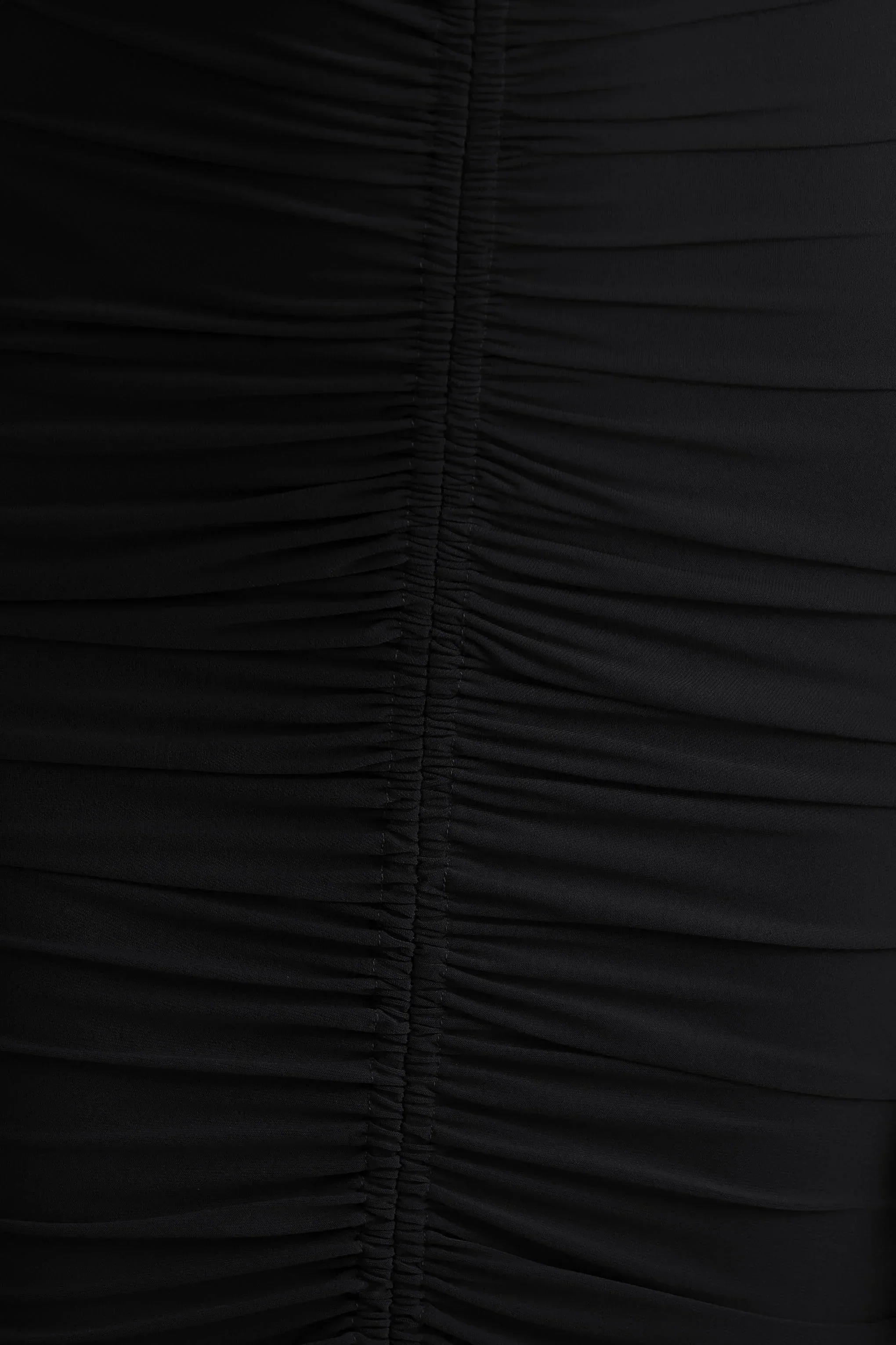 Jewel | Black Plunge-Neck Maxi Dress With Front Split and Ruched Detailing