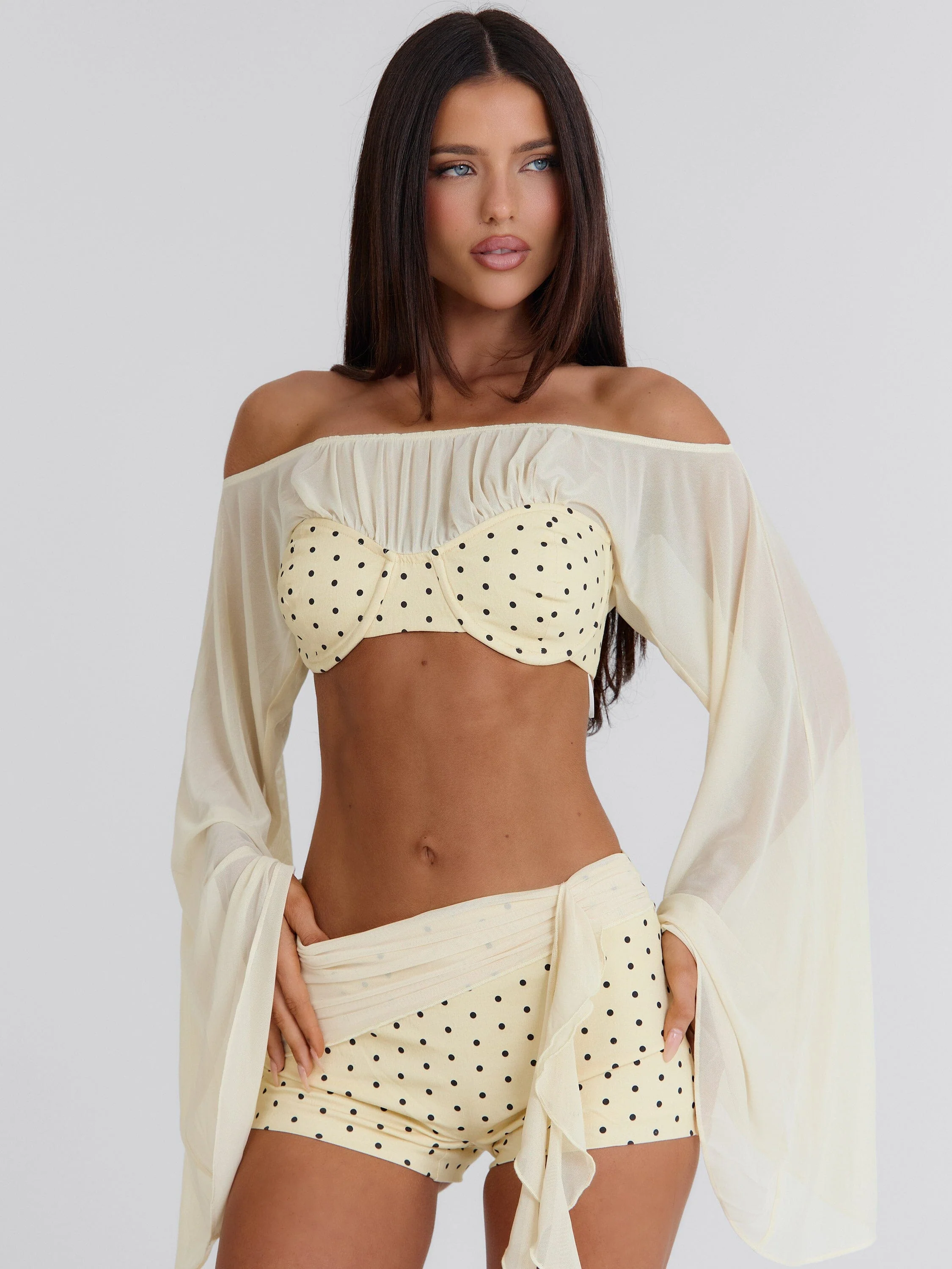 Riya Crop Top Yellow Polka Dot