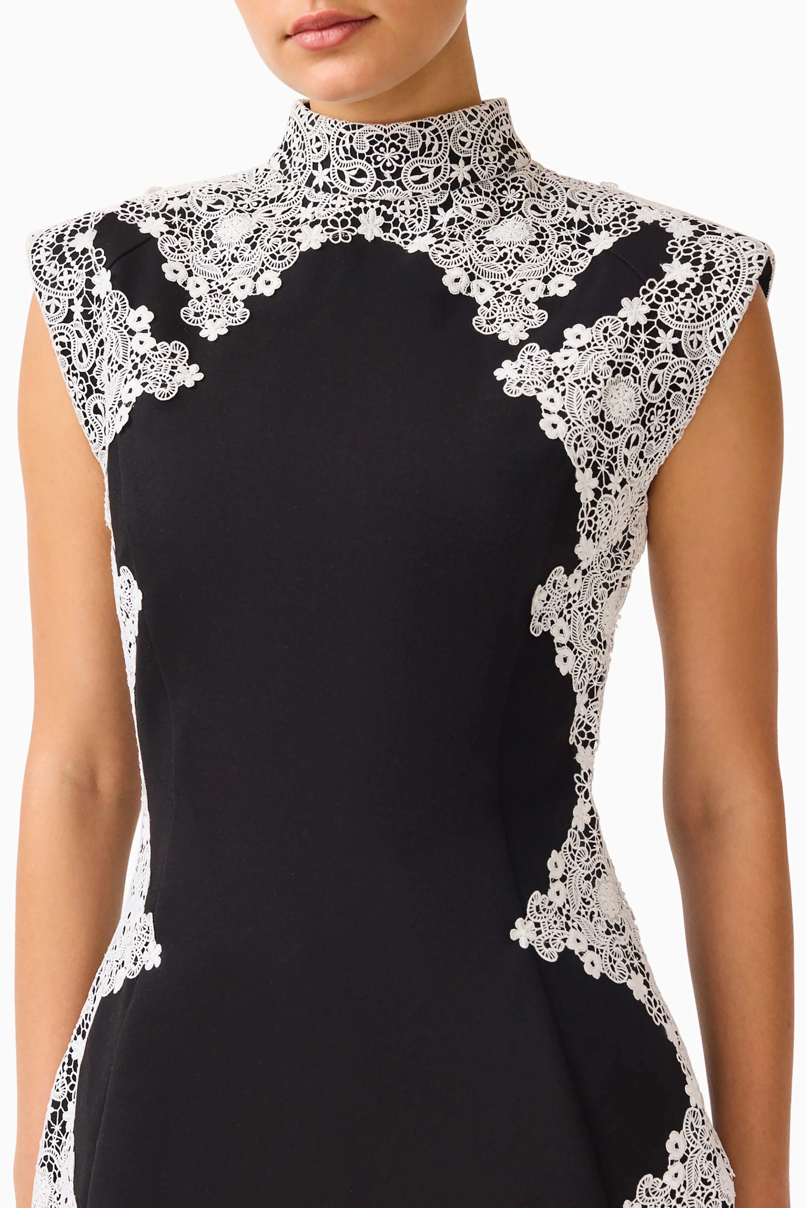Elysia Lace Mini Dress in Black