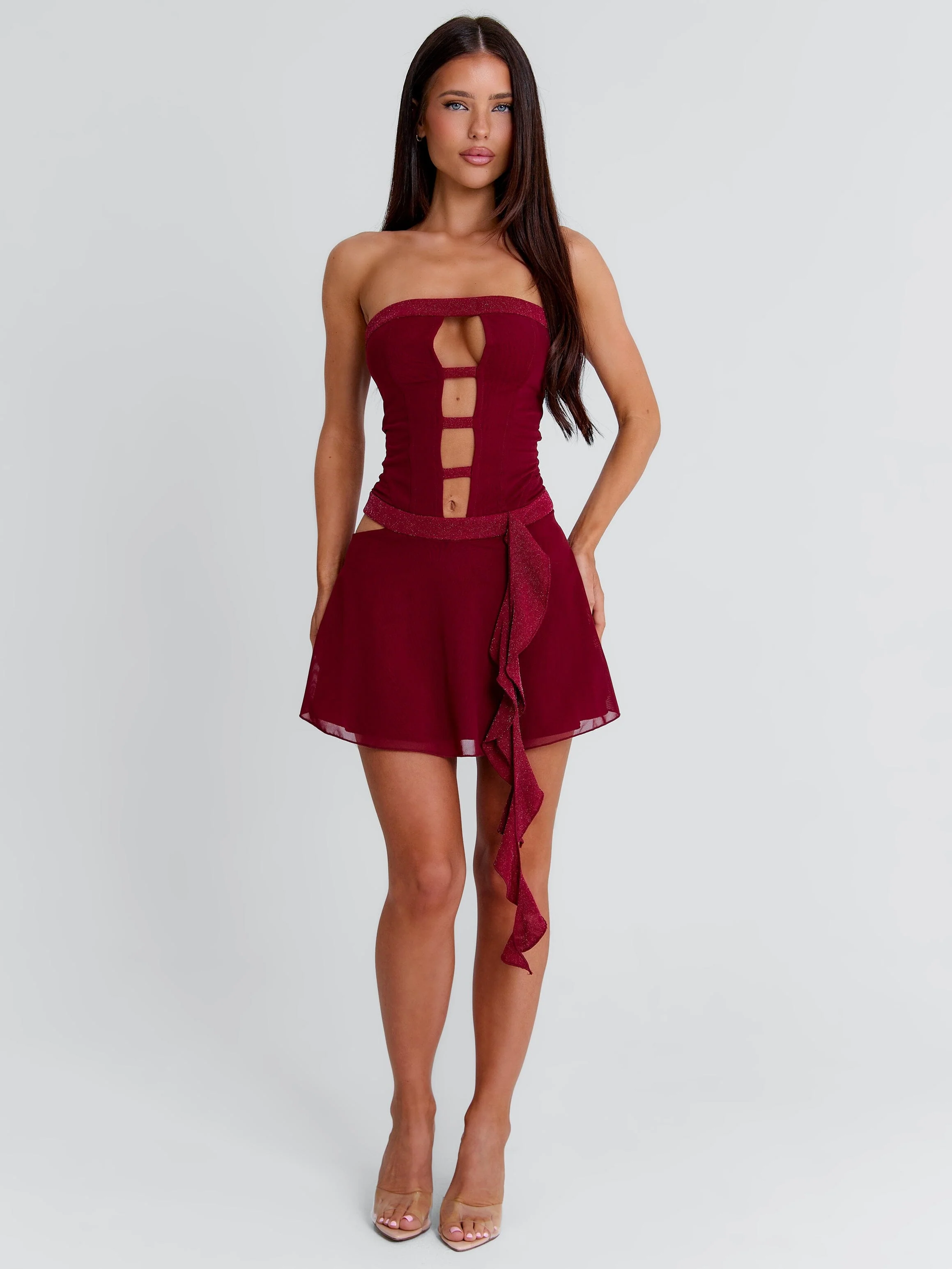 Nina Mini Dress Burgundy