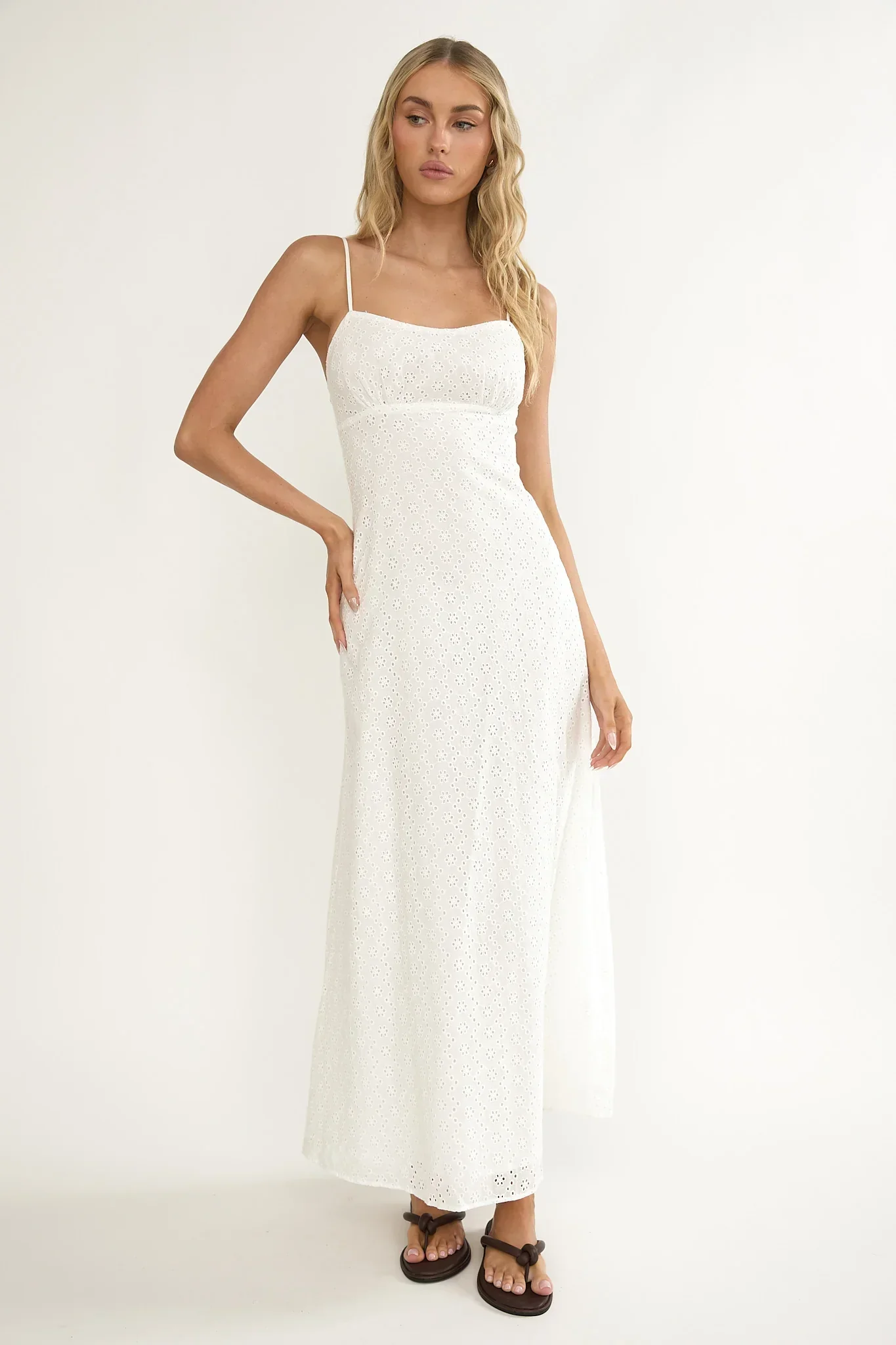 Naysha Eyelet Embroidery Maxi Dress - luluinthesky