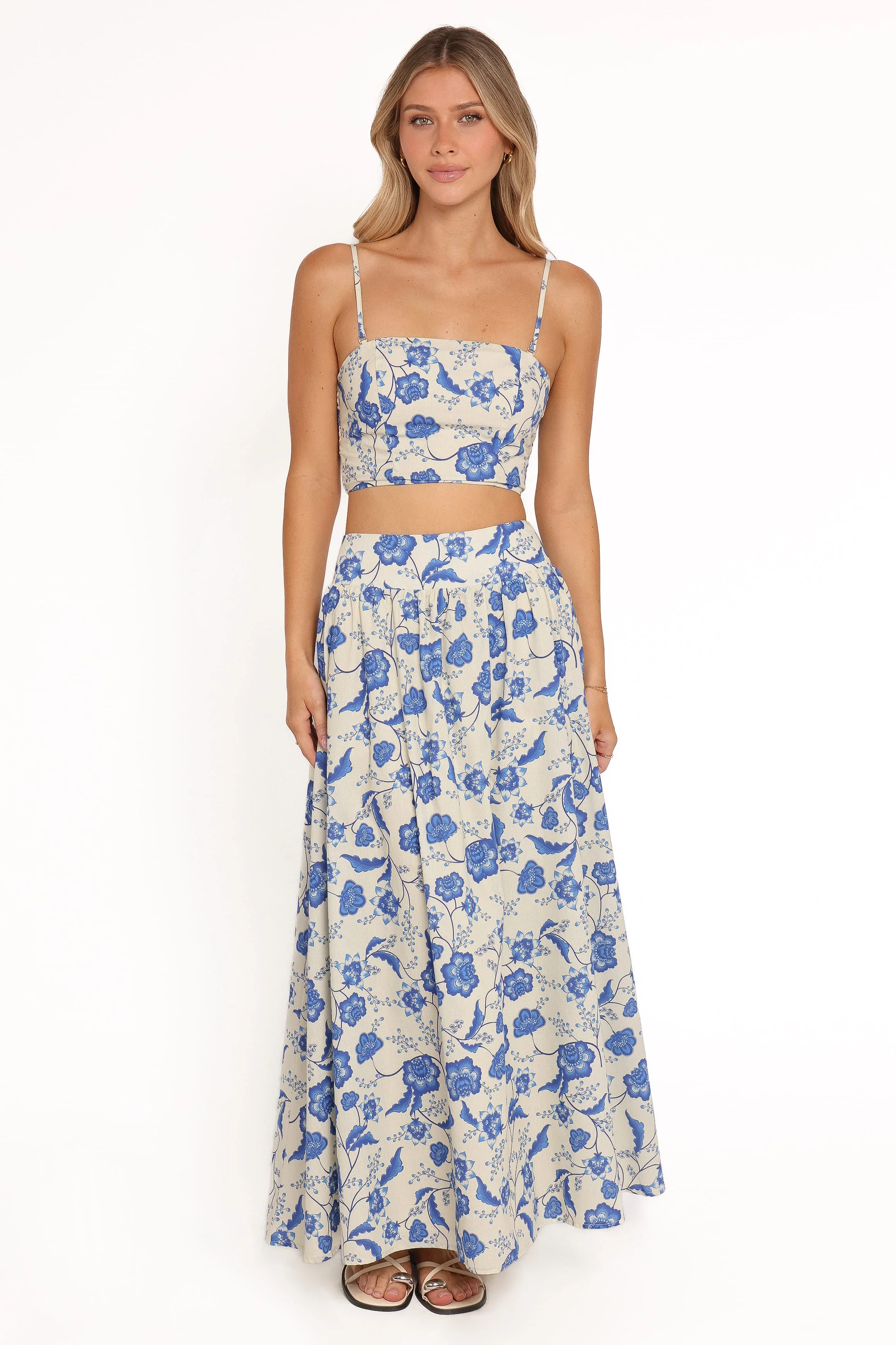 Kristy Maxi Skirt Set - Cream Floral