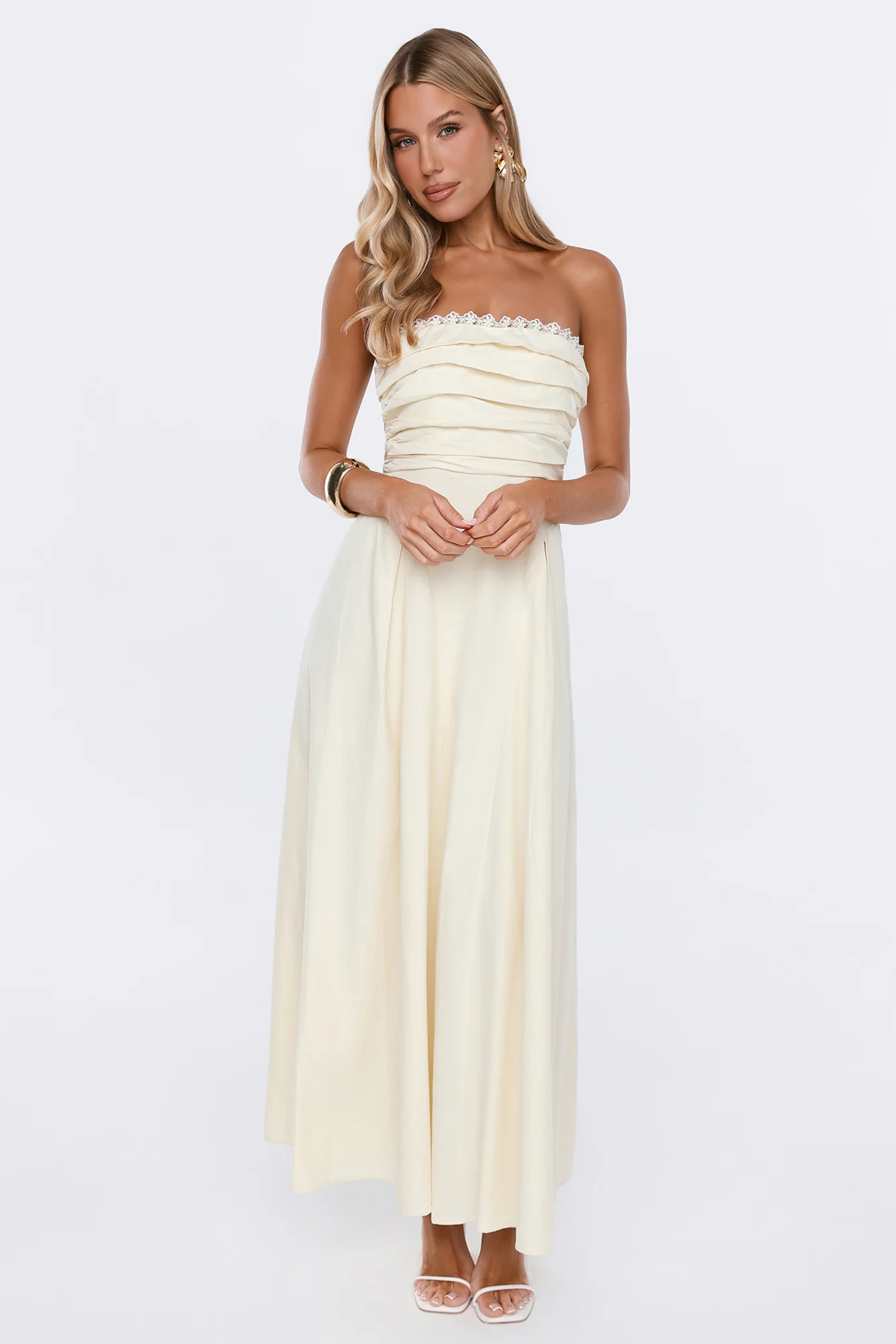 Lovely Affair Strapless Maxi Dress Yellow