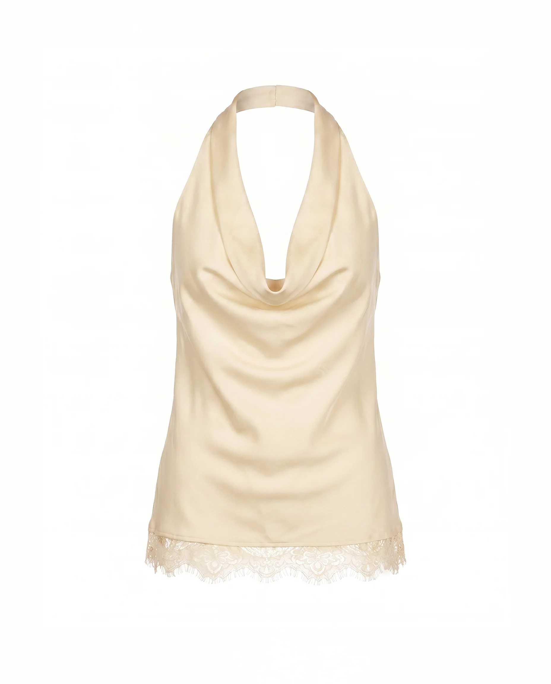 Satin Cowl Neck Halter Top