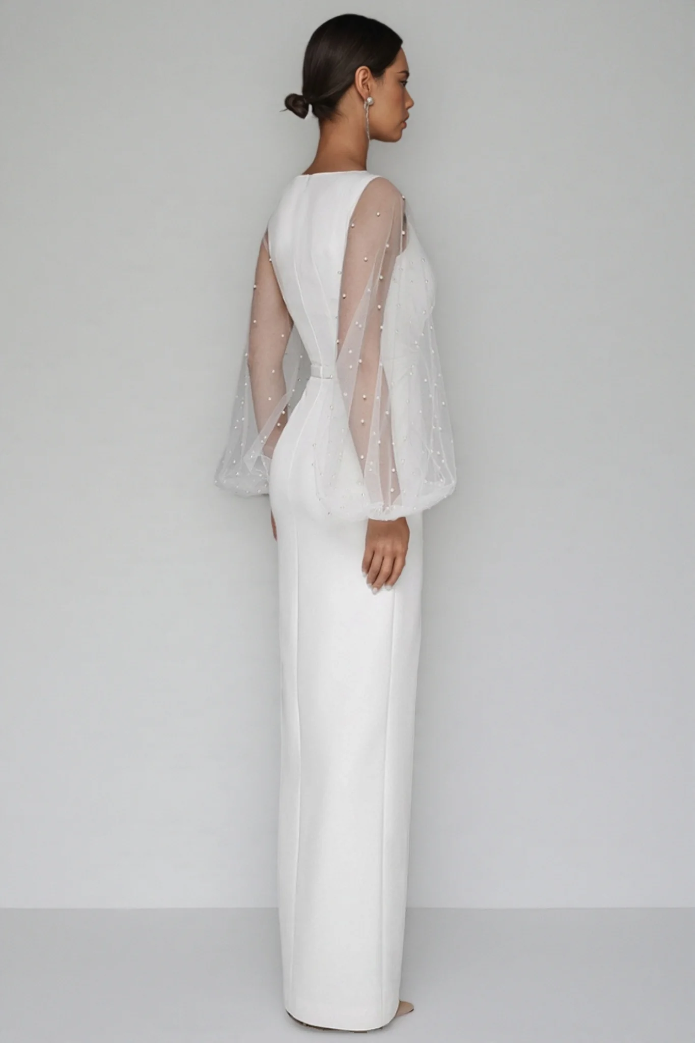 Carlotta White Deep V-Neck Slit Maxi Dress