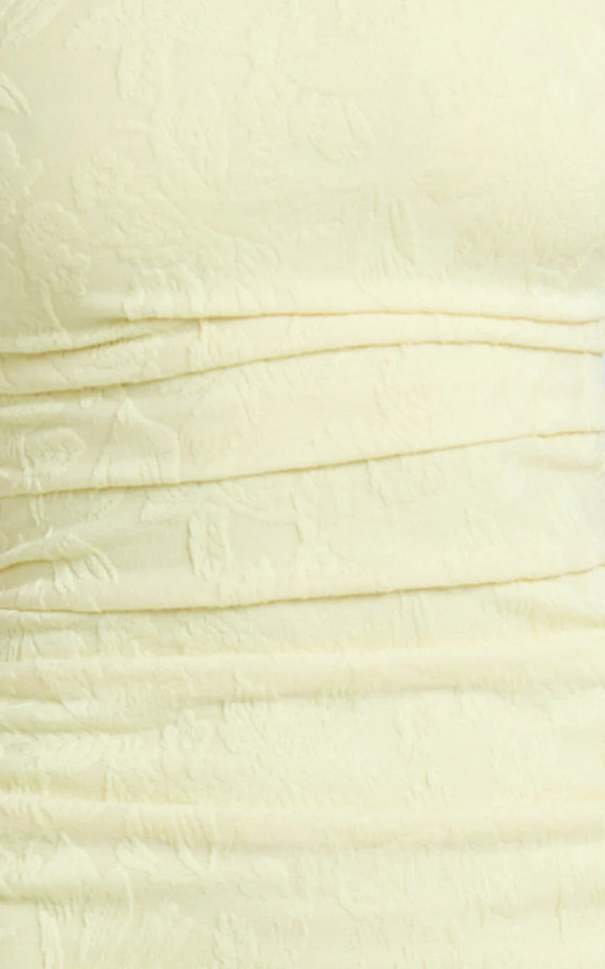Kayrene Midi Dress - Strapless Bodycon Dress in Butter Yellow - luluinthesky