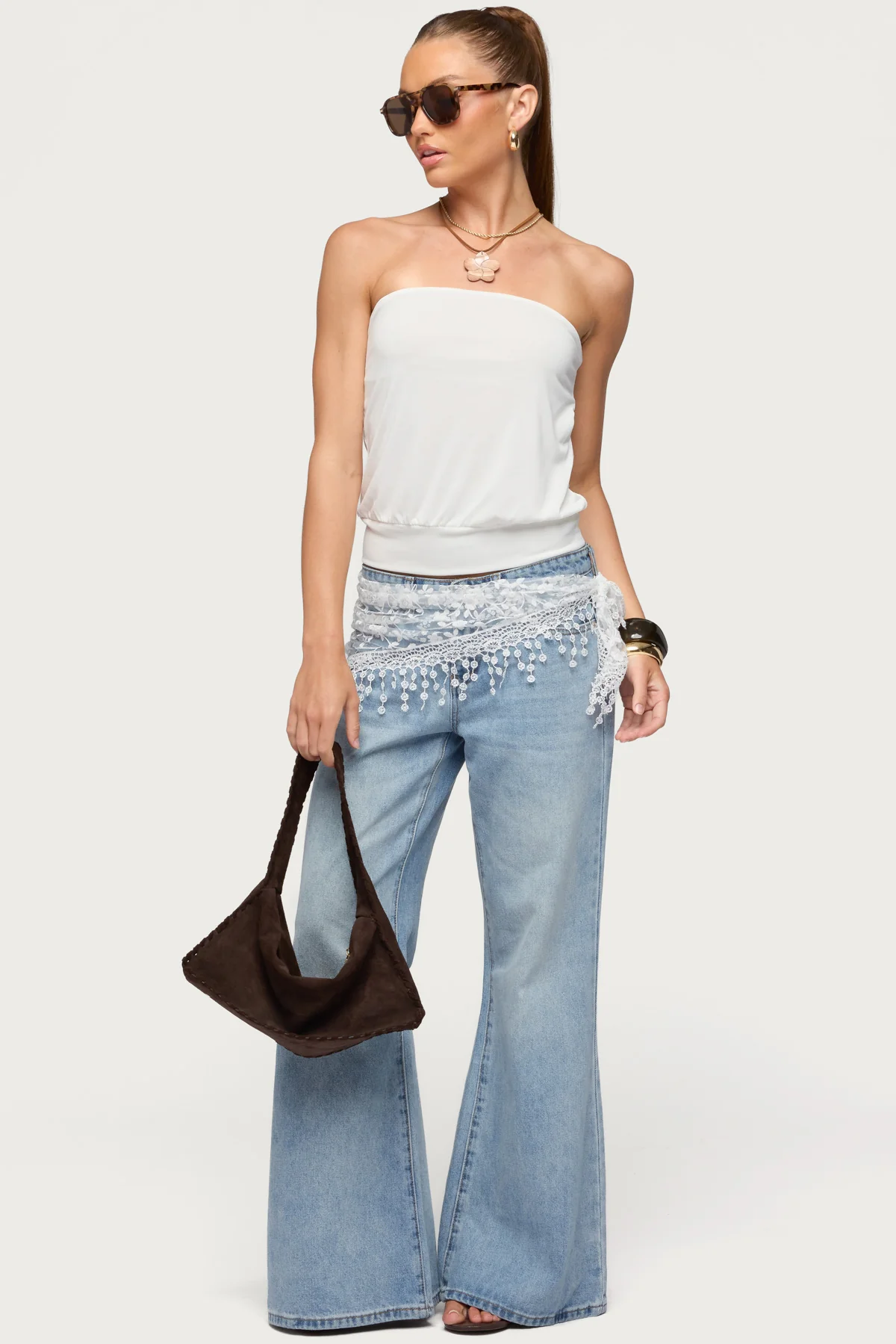 Lanah Back Cutout Strapless Top