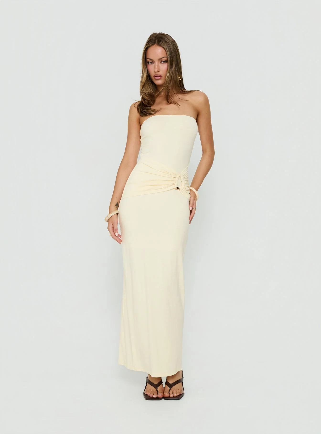 Signature Move Strapless Maxi Dress Butter Yellow