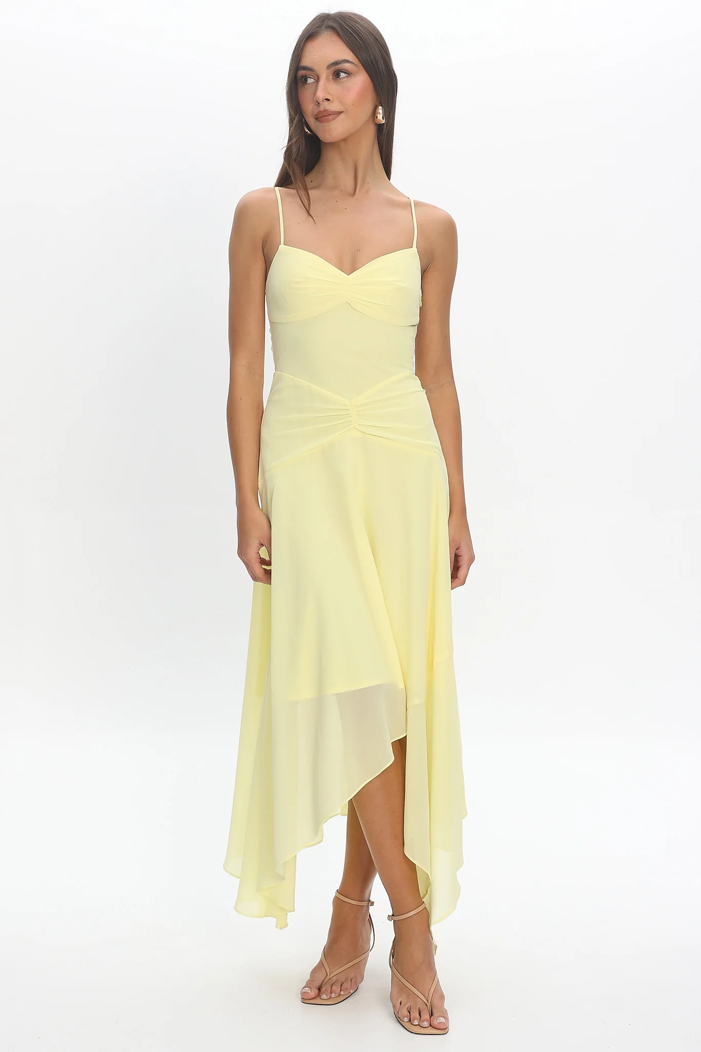 Formentera Asymmetric Midi Dress Baby Yellow