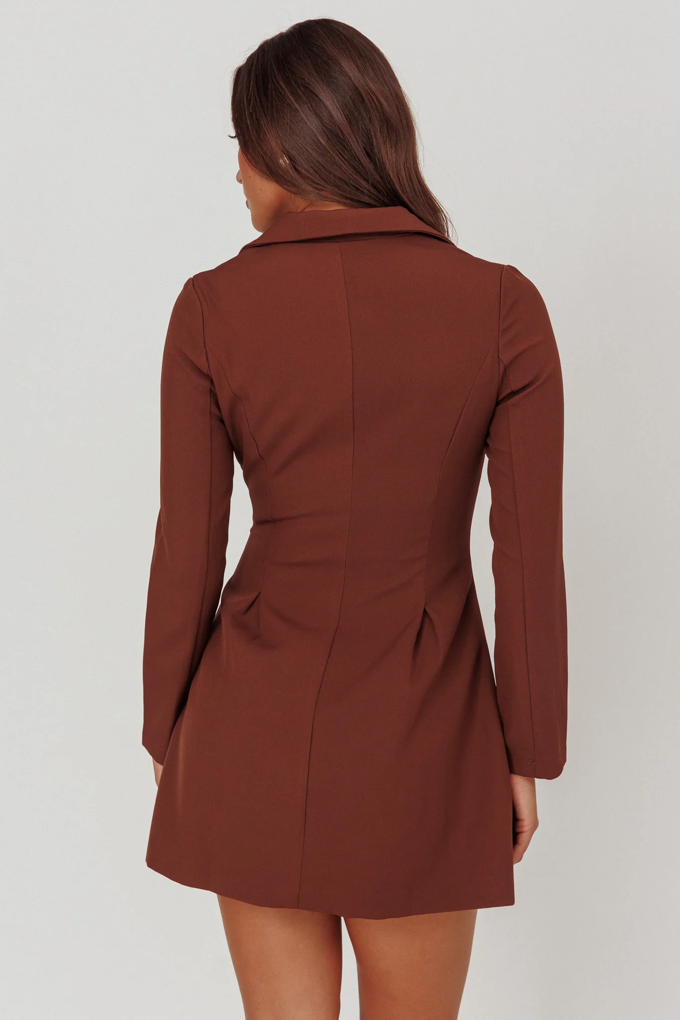 Austria Double Breasted Mini Dress Chocolate - luluinthesky