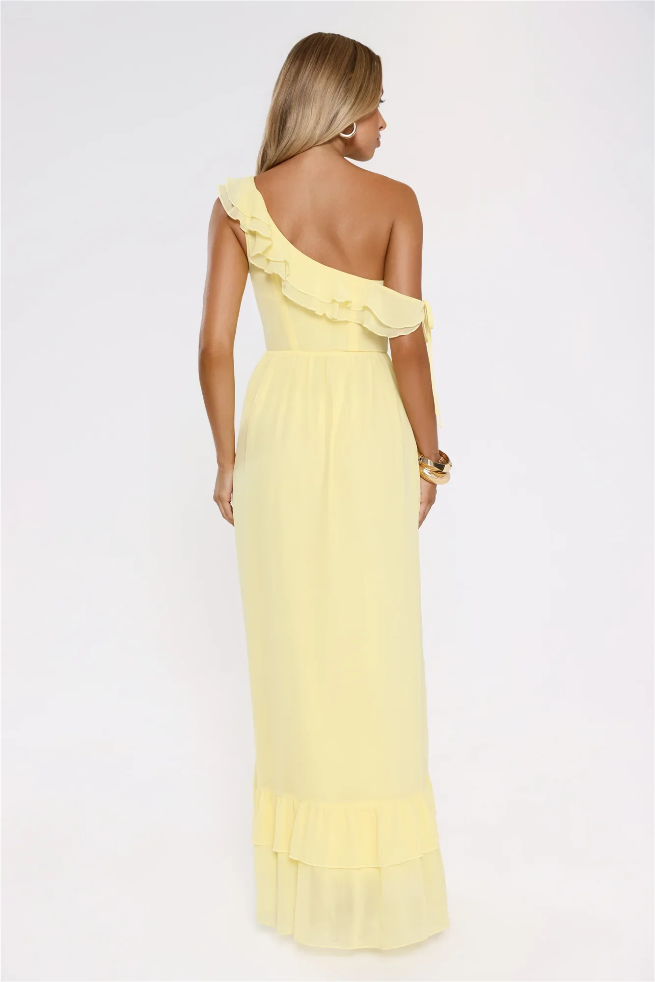 Diamond Horizon Off Shoulder Maxi Dress Lemon