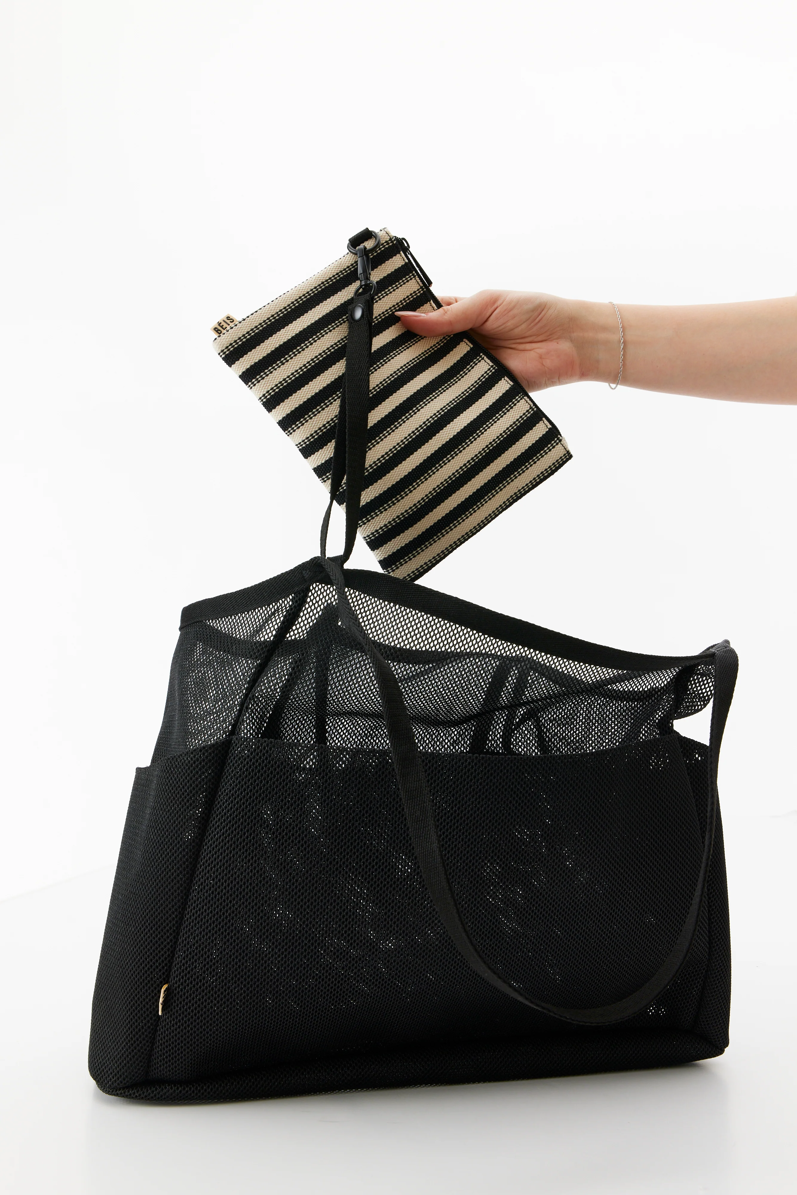 BEIS 'The Mesh Beach Tote in Black